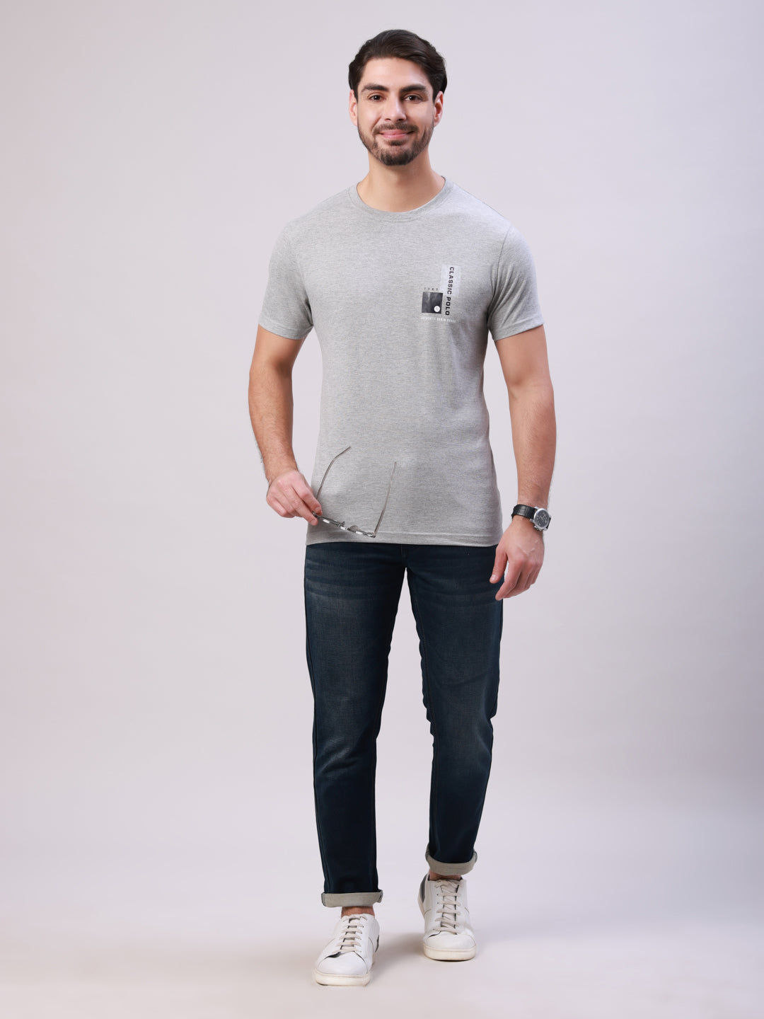 Classic Polo Men's Dark Navy Blue Solid Cotton Ankle Fit Jeans | CPDQ2-43-D.NVY-AF