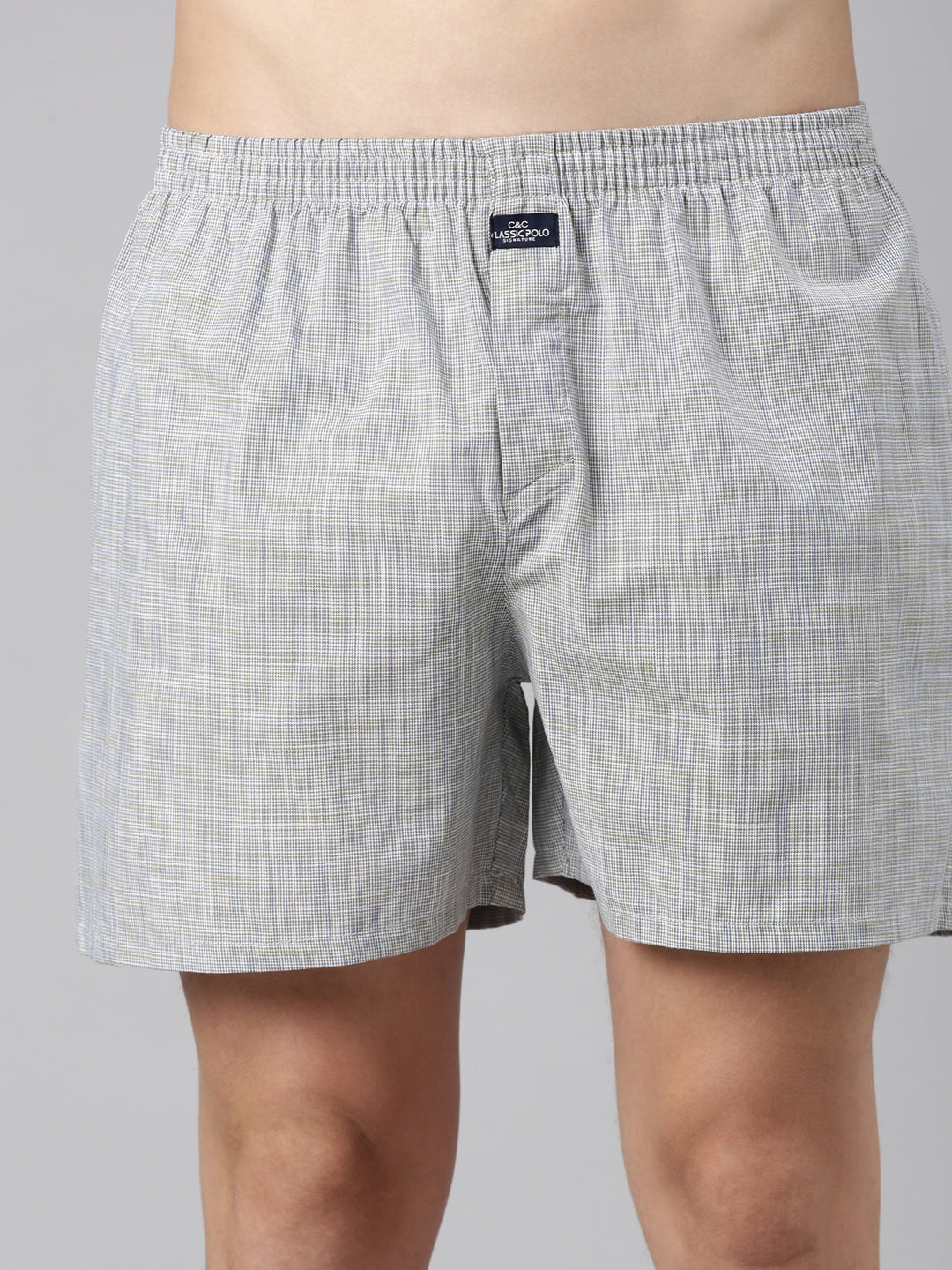 Classic Polo Men's Checked/Solid Slim Fit Cotton Boxer Shorts Pack Of 2 | BXT-129-CHK-PRT