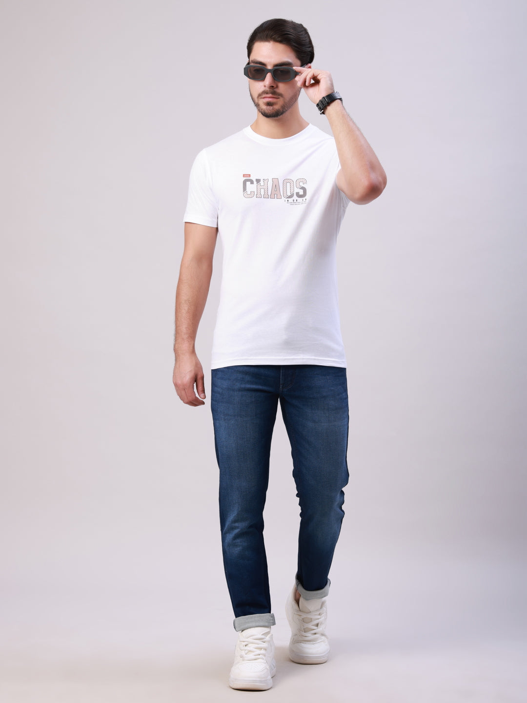 Classic Polo Men's Light Navy Blue Solid Cotton Ankle Fit Jeans | CPDQ2-42-L.NVY-AF