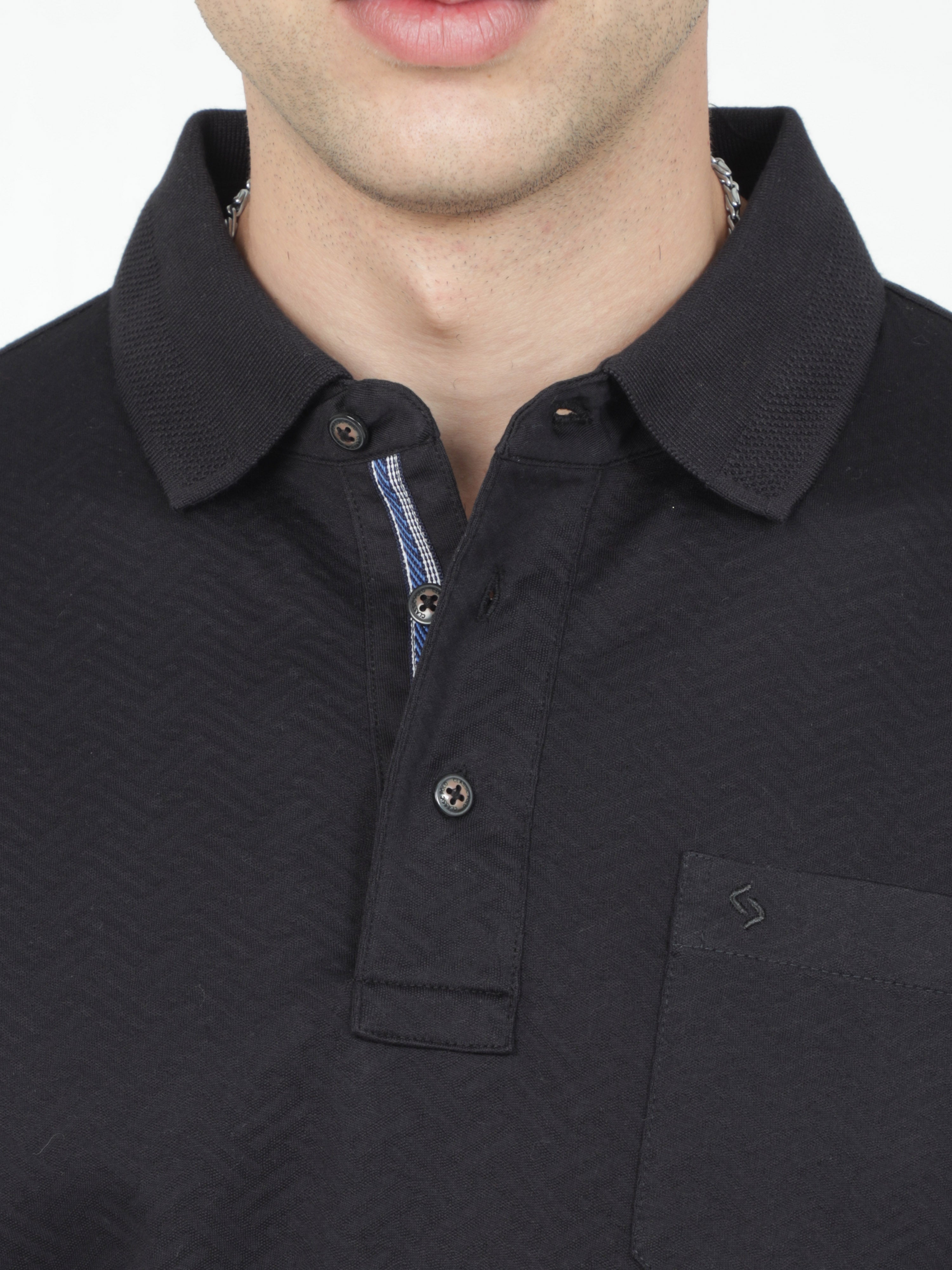 Classic Polo Mens Cotton Half Sleeves Floral Authentic Fit Polo Neck Black Color T-Shirt | Rare - 05 B Af P