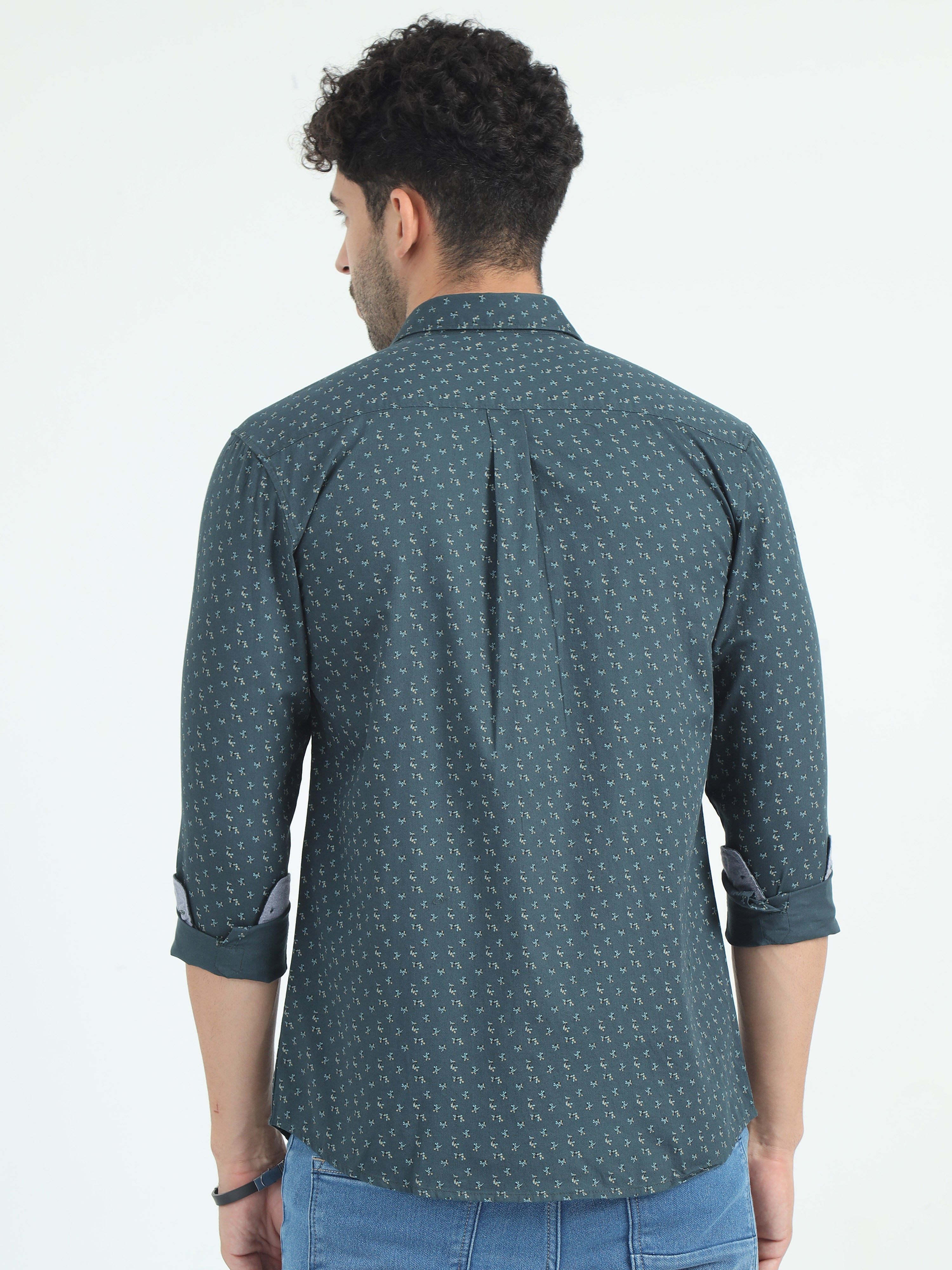 Classic Polo Men's Polo Neck Cotton Dr.Green Slim Fit Printed Shirt | SP1-49 B-FS-PRT-SF