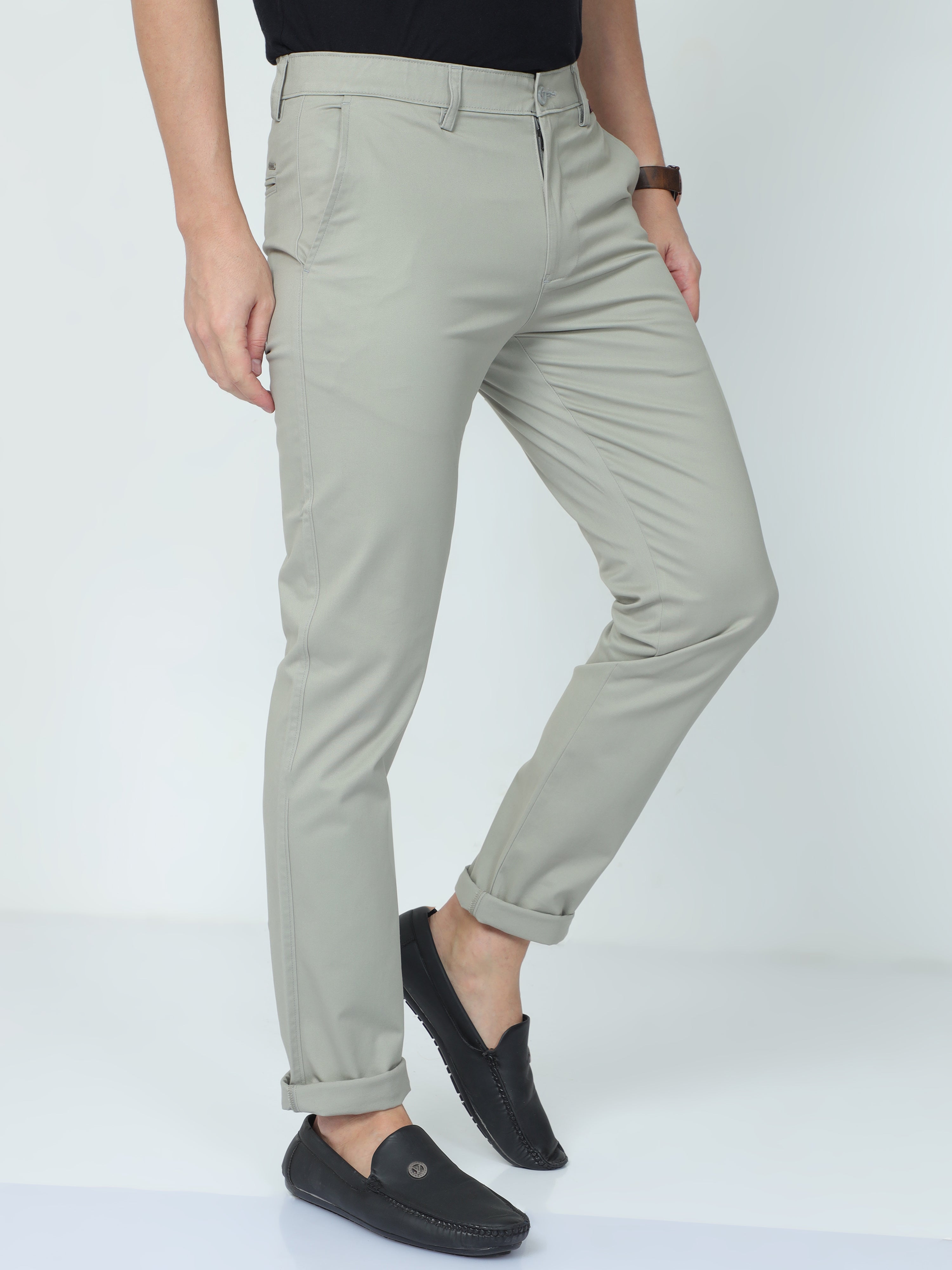 Classic Polo Mens Moderate Fit Solid Beige Color Trousers | To2-17 A-Pis-Mf-Ly