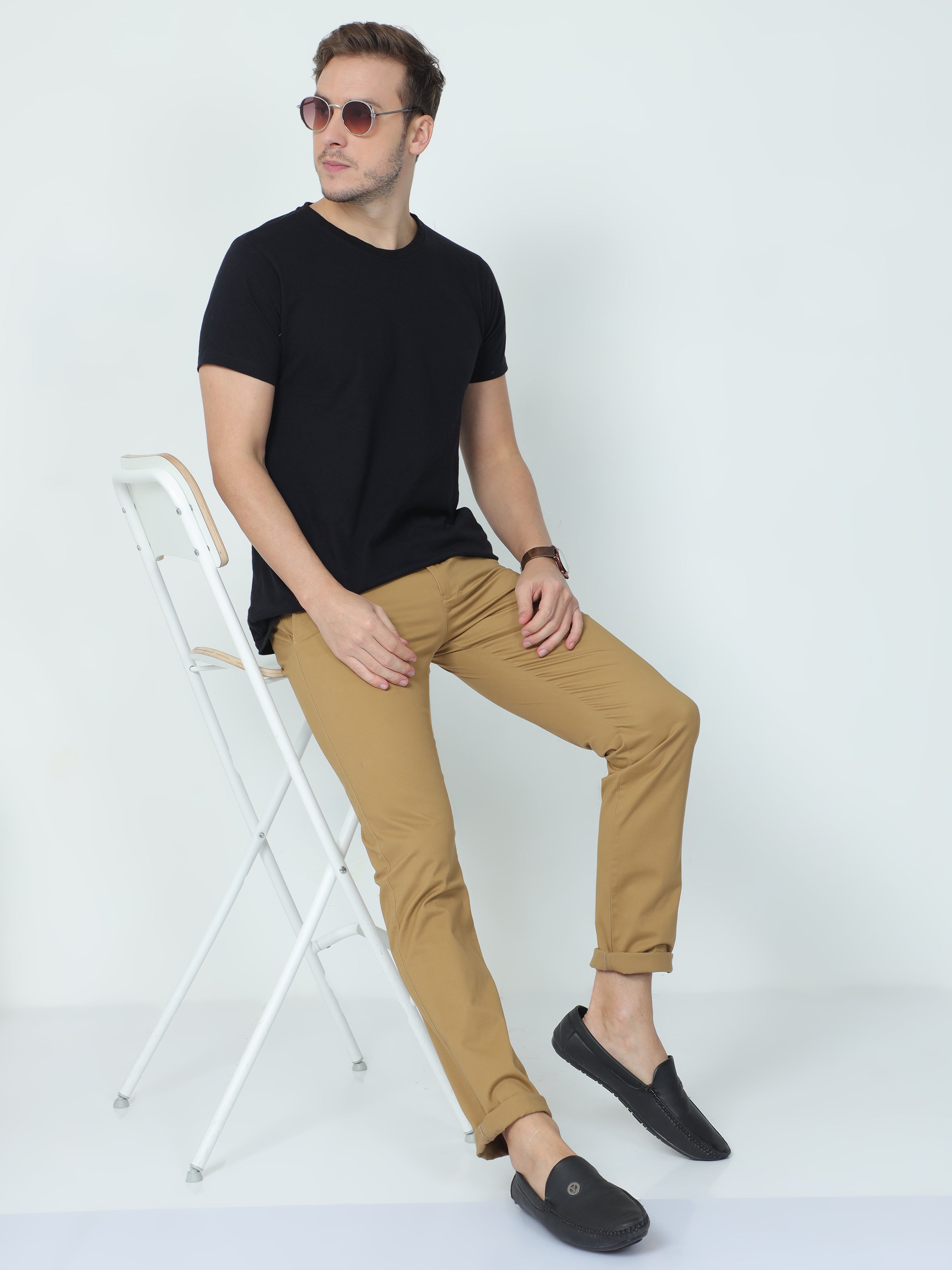 Classic Polo Mens Moderate Fit Solid Khakhi Color Trousers | To2-17 C-Kha-Mf-Ly