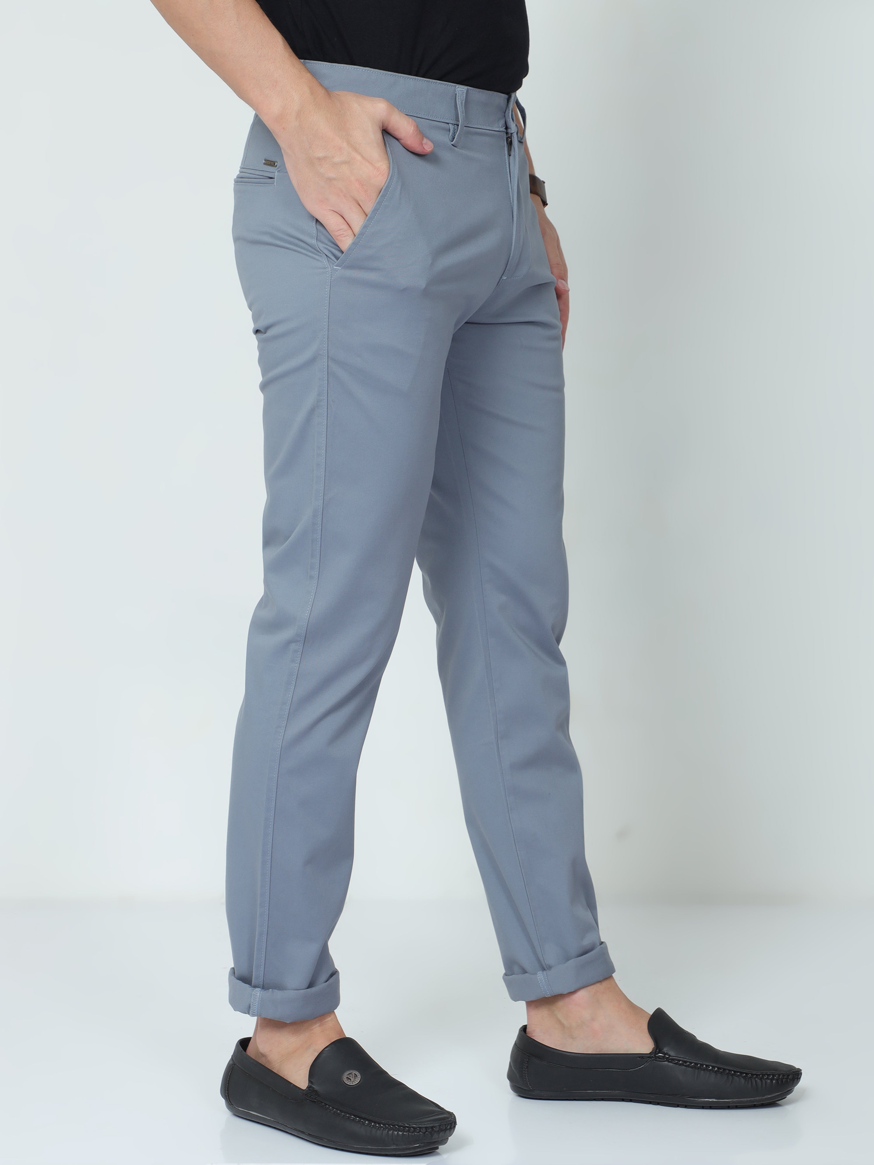 Classic Polo Mens Moderate Fit Solid Light Blue Color Trousers | To2-17 B-Blu-Mf-Ly