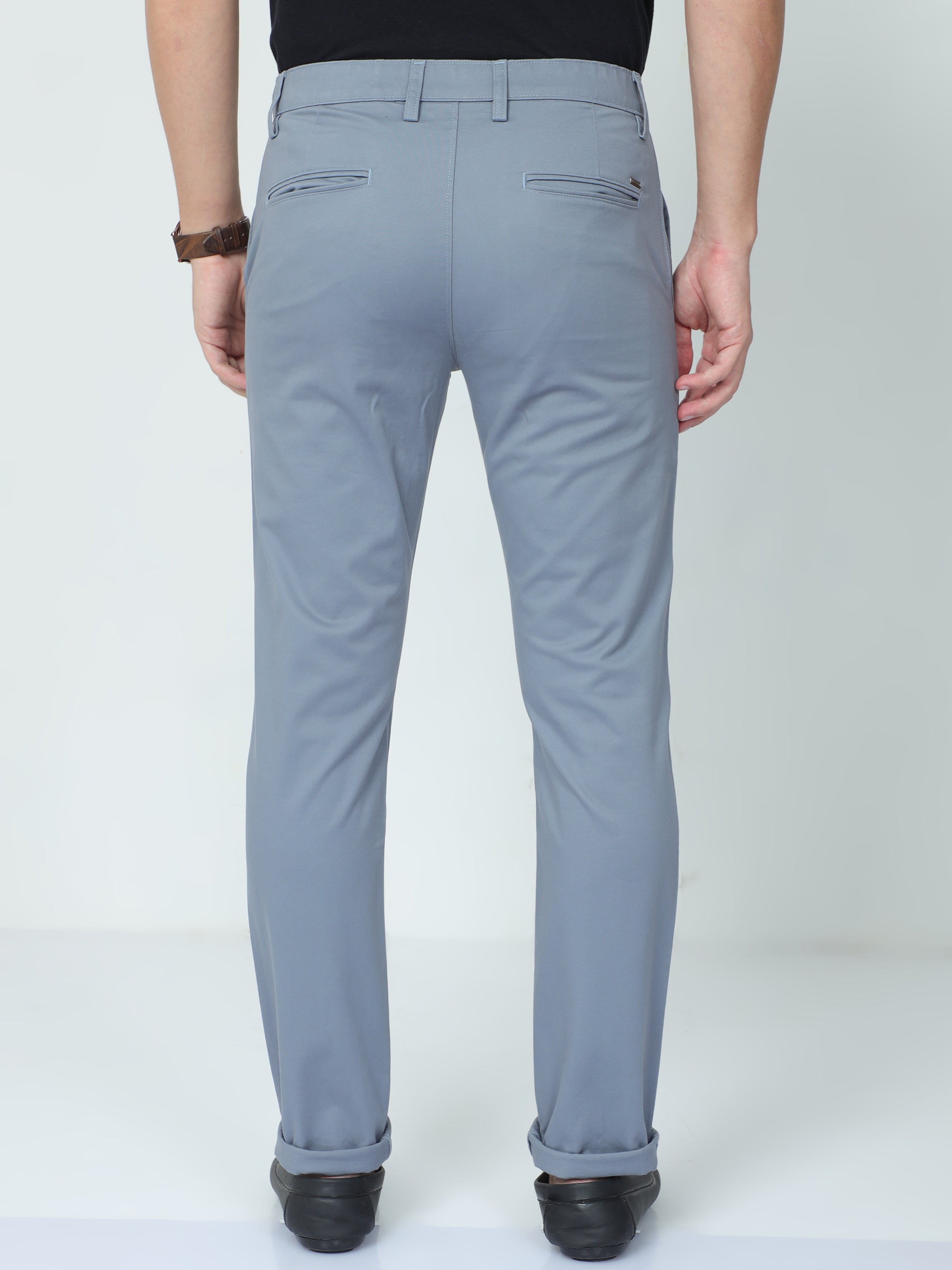 Classic Polo Mens Moderate Fit Solid Light Blue Color Trousers | To2-17 B-Blu-Mf-Ly