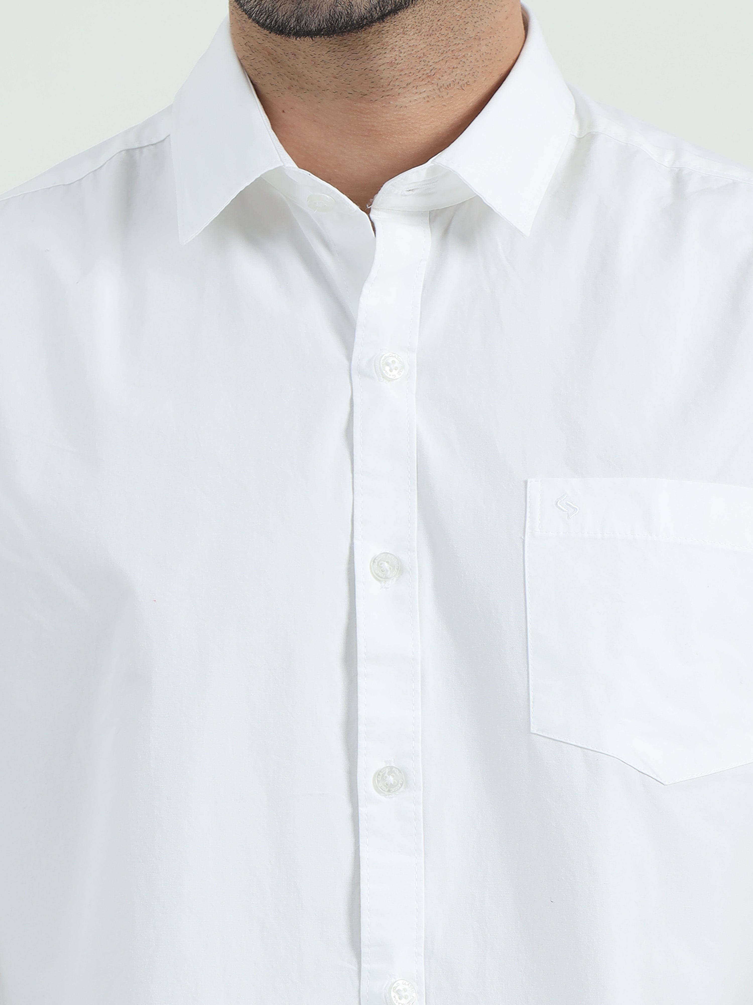 Classic Polo Men's Polo Neck Cotton White Slim Fit Solid Shirt | WHITE-06-HS-SLD-SF