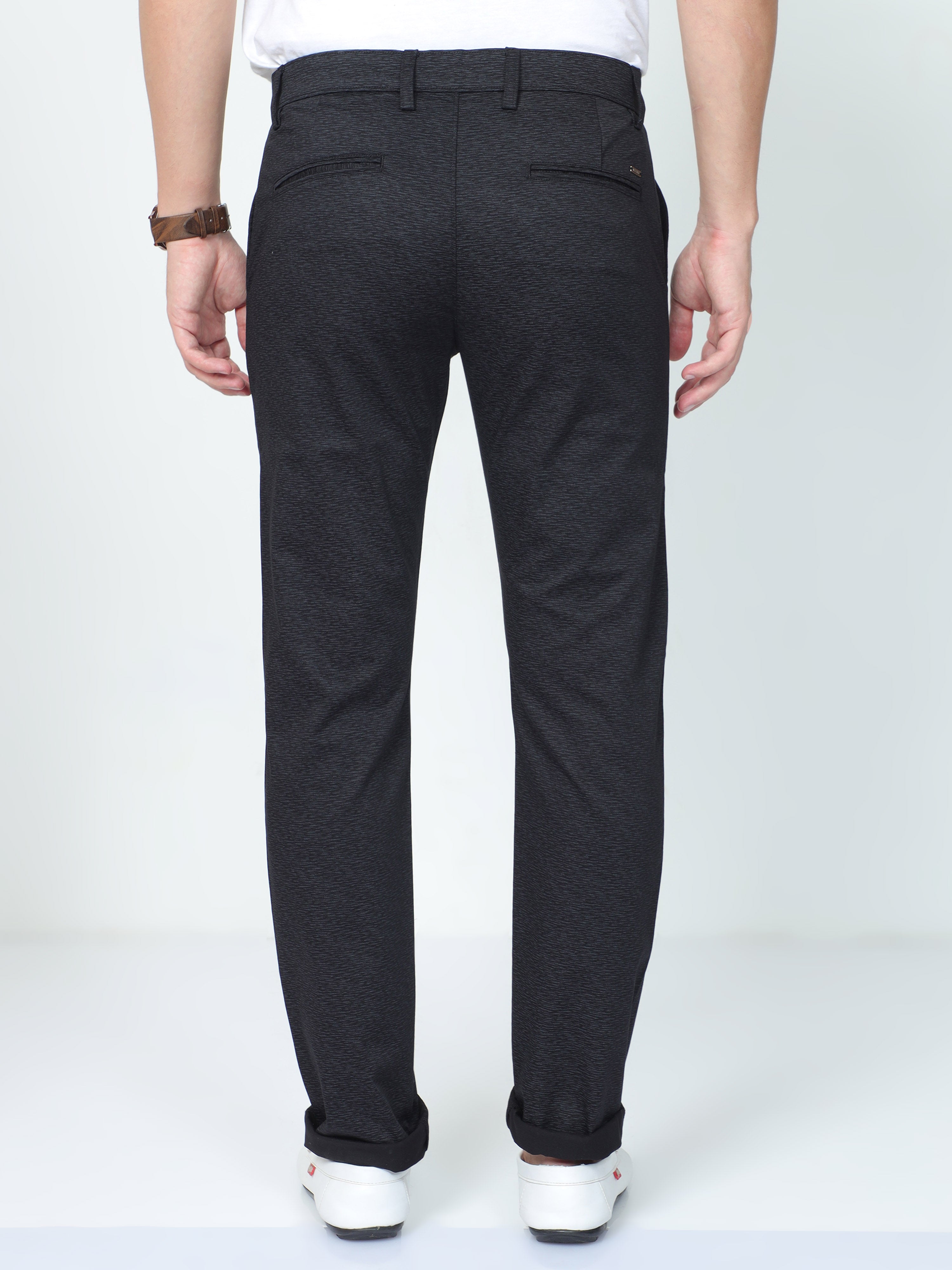 Classic Polo Mens Moderate Fit Solid Black Color Trousers | To2-14 B-Blk-Mf-Ly