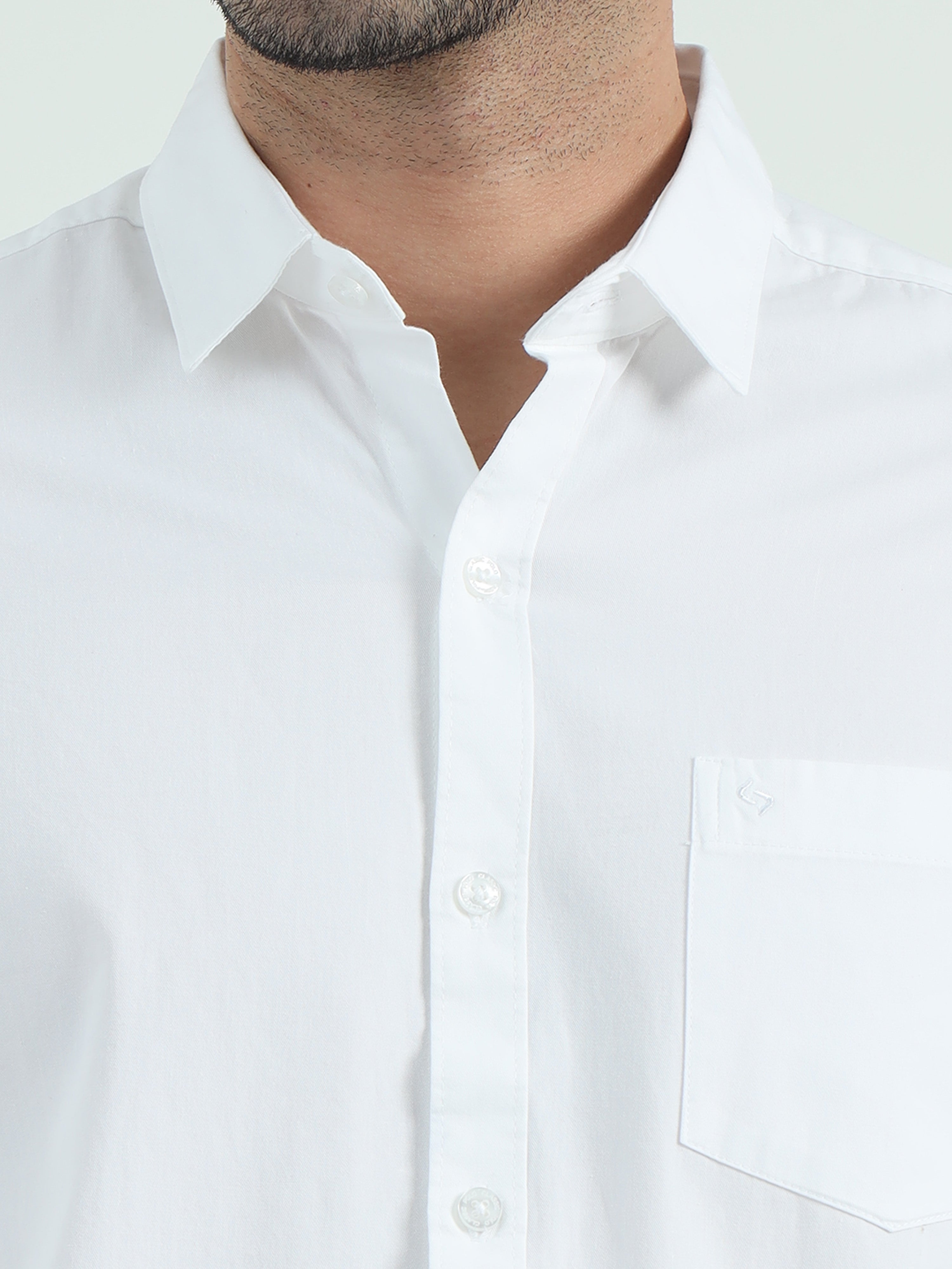 Classic Polo Men's Polo Neck Cotton White Slim Fit Solid Shirt | WHITE-05-FS-SLD-SF