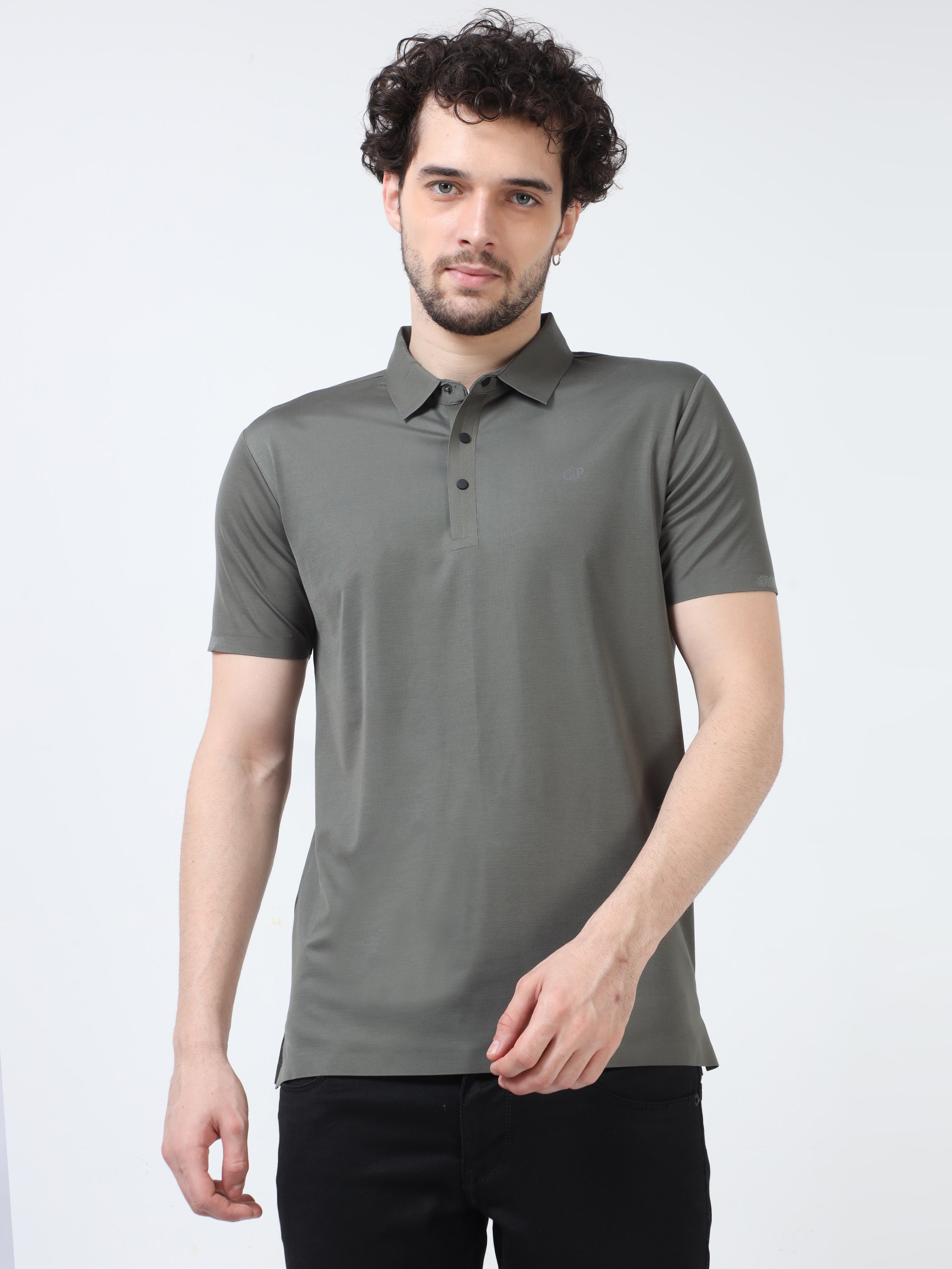 Classic Polo Men's Cotton Half Sleeve Printed Slim Fit Polo Neck Grey Color T-Shirt | Unico - 85 A