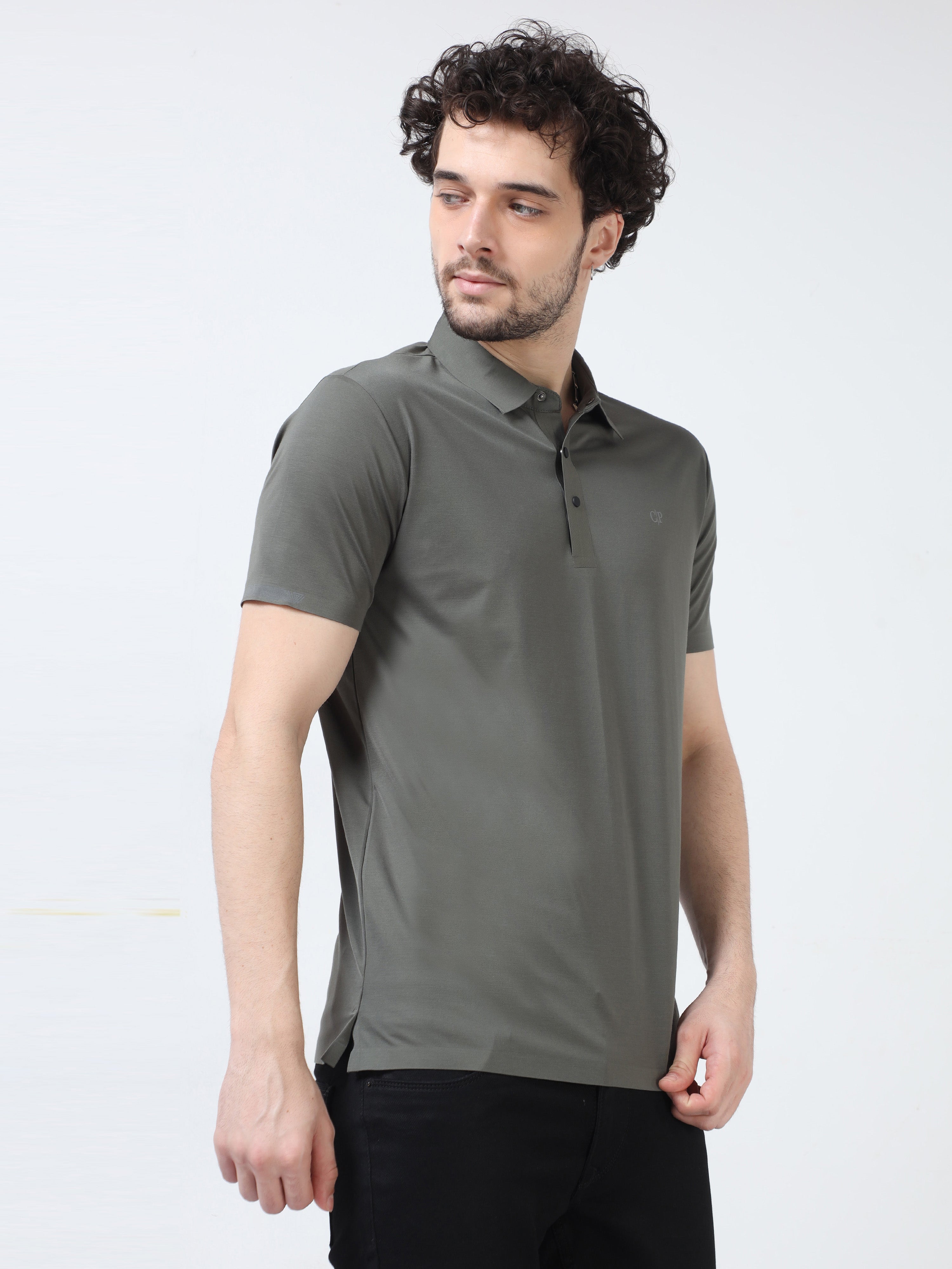 Classic Polo Men's Cotton Half Sleeve Printed Slim Fit Polo Neck Grey Color T-Shirt | Unico - 85 A