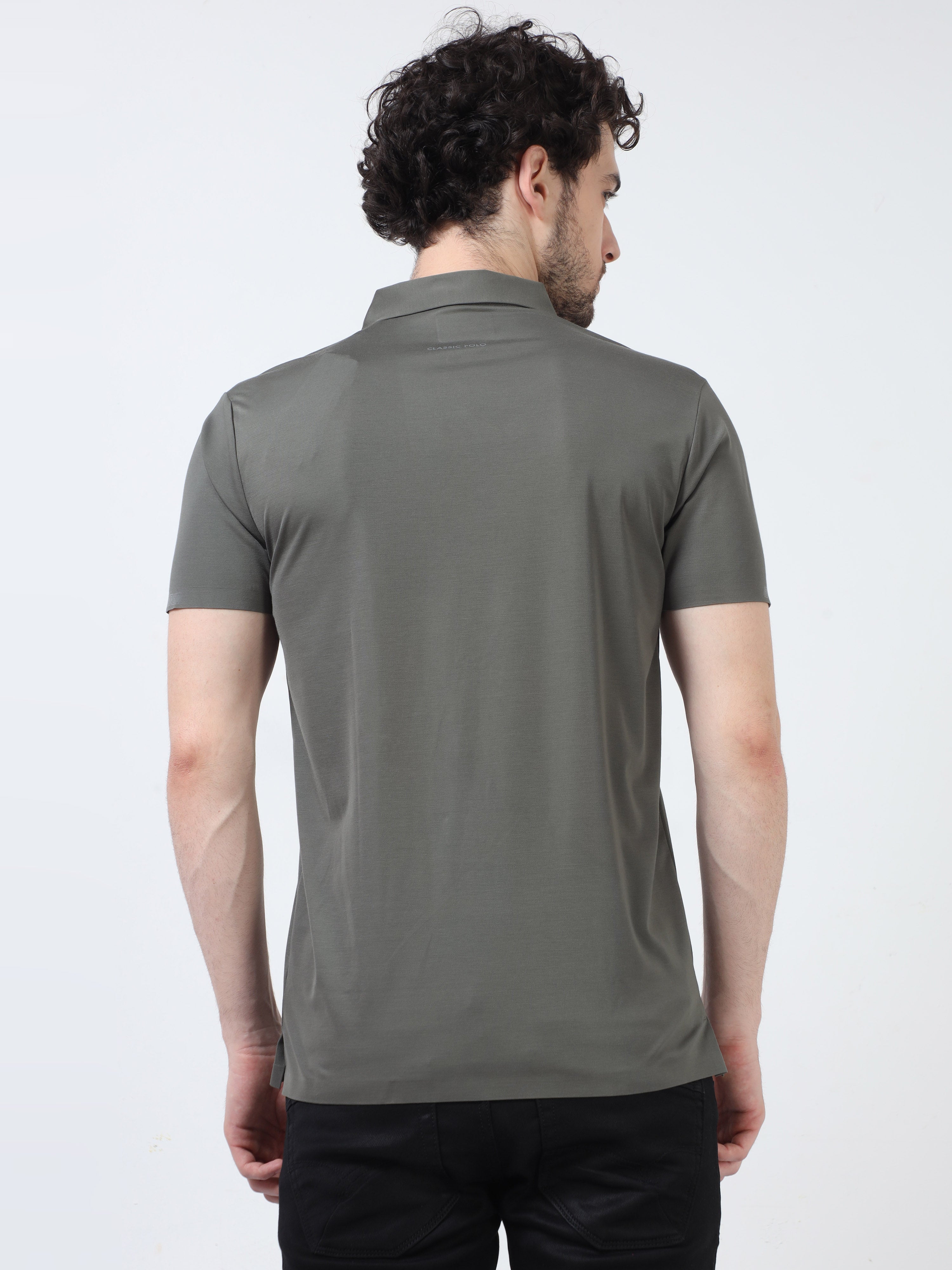 Classic Polo Men's Cotton Half Sleeve Printed Slim Fit Polo Neck Grey Color T-Shirt | Unico - 85 A