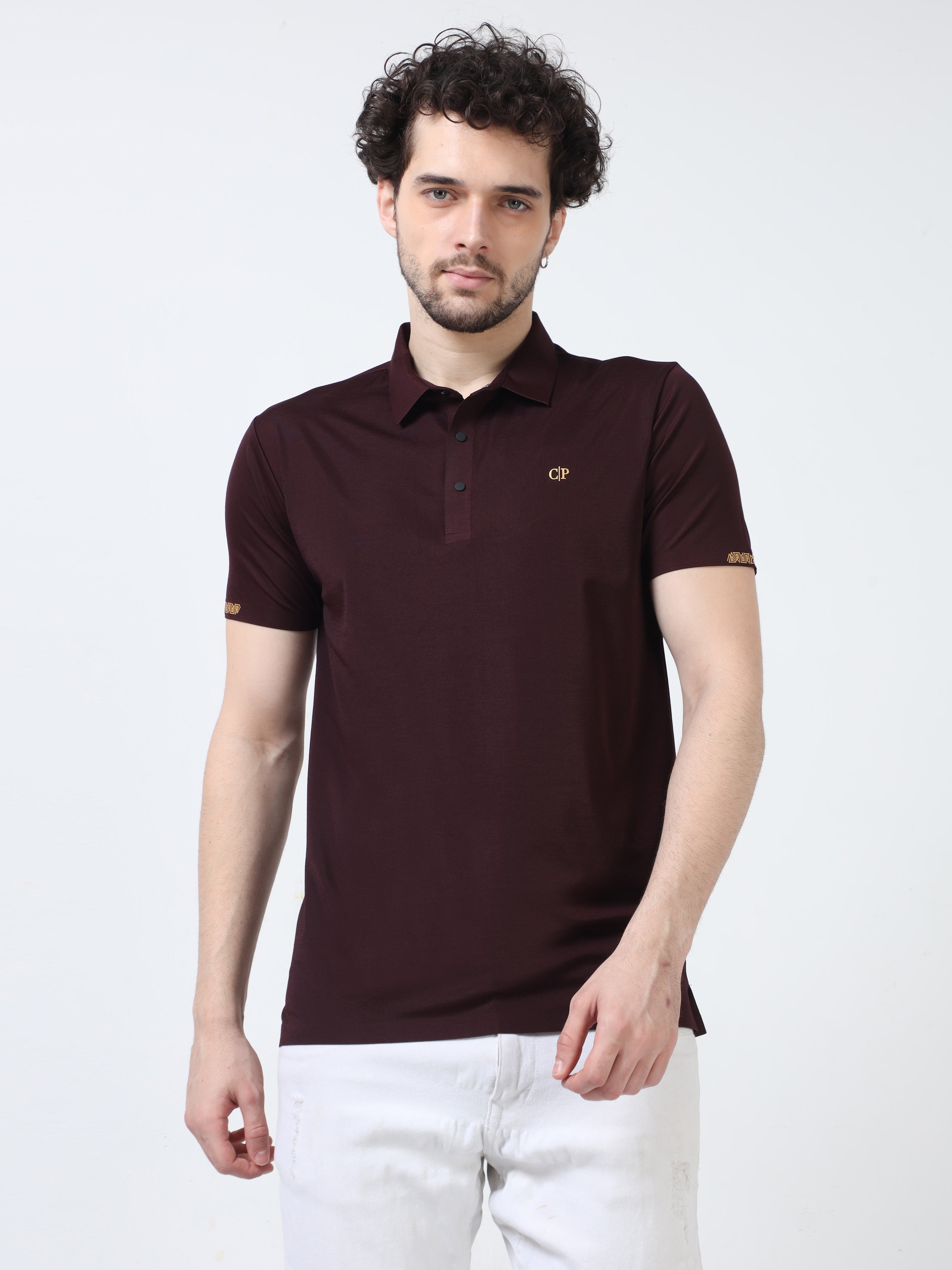 Classic Polo Men's Cotton Half Sleeve Solid Slim Fit Polo Neck Burgundy Color T-Shirt Unico 92 A