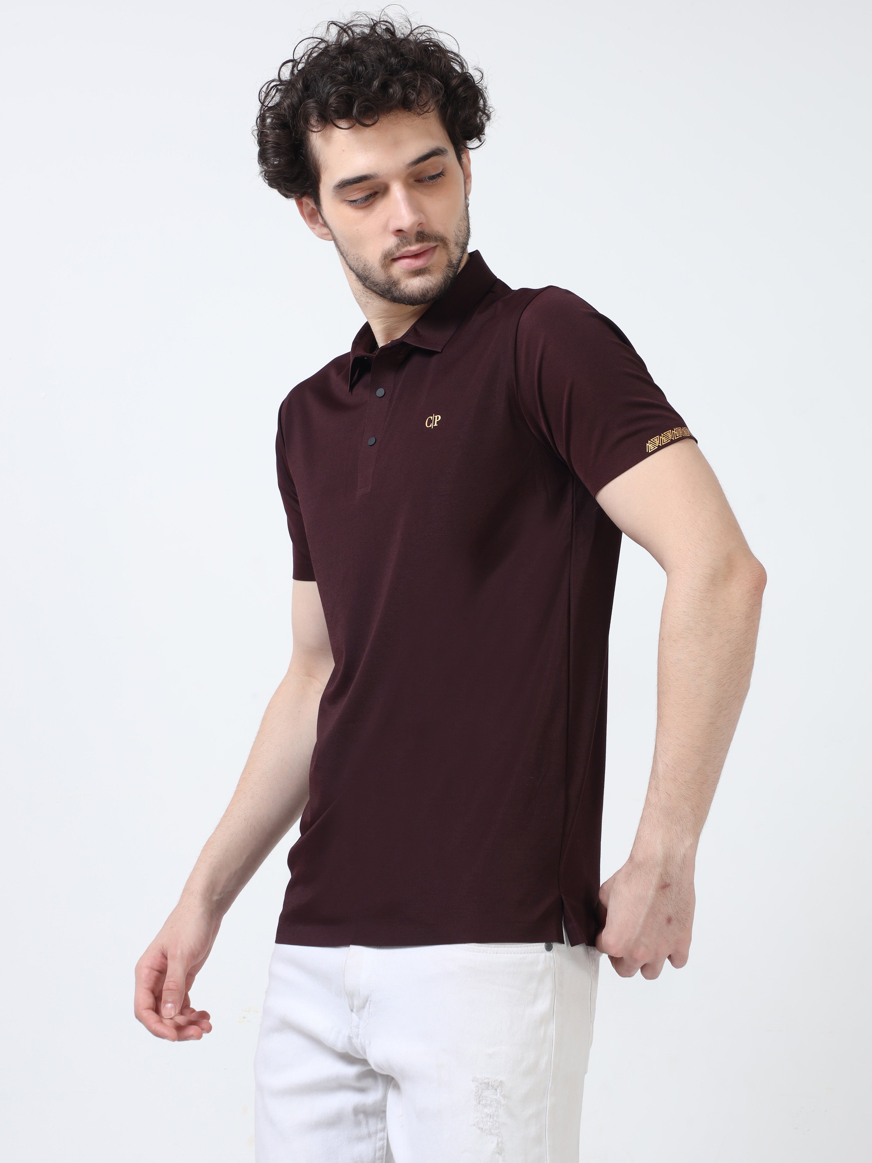 Classic Polo Men's Cotton Half Sleeve Solid Slim Fit Polo Neck Burgundy Color T-Shirt | Unico - 92 A