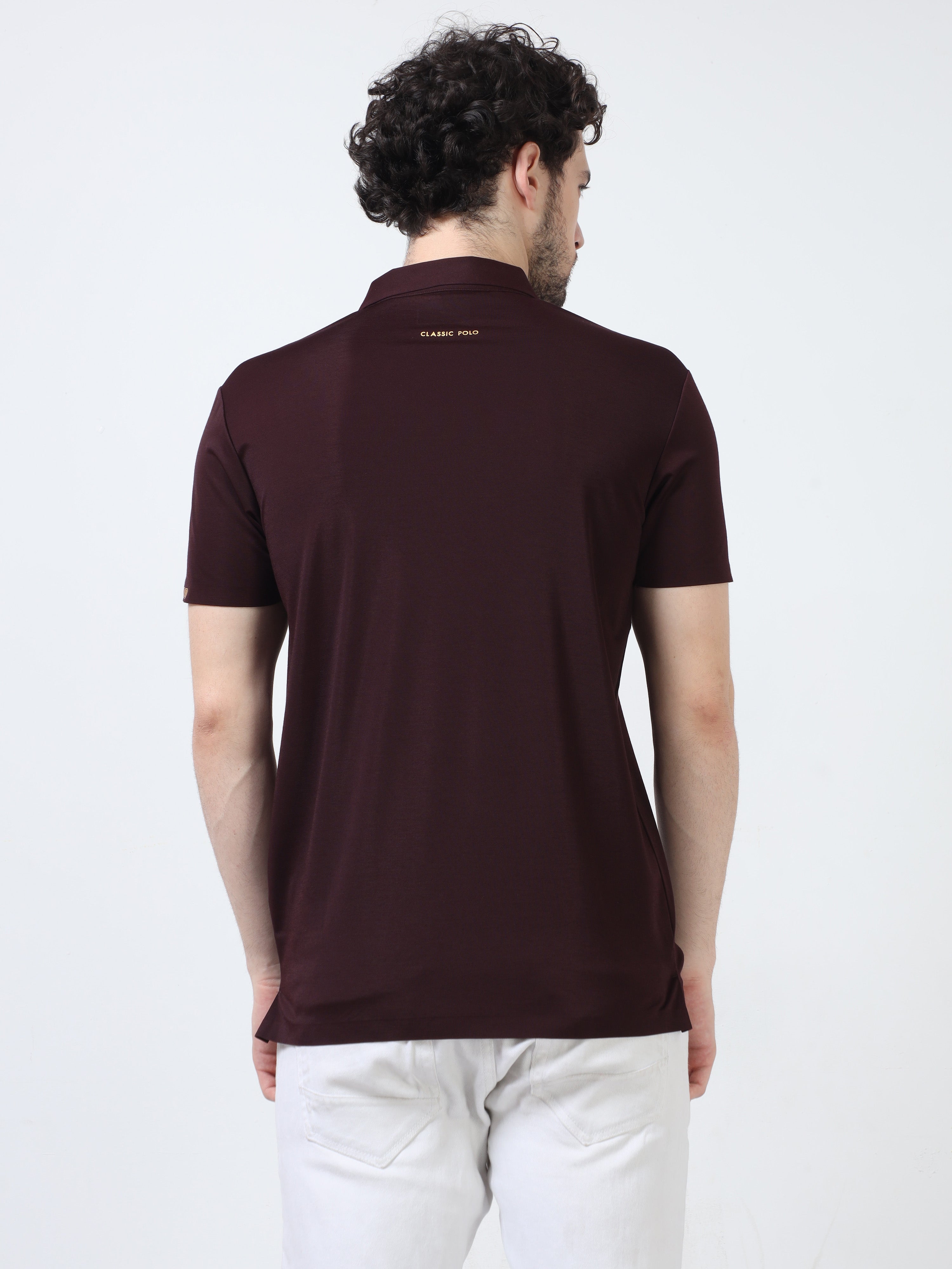 Classic Polo Men's Cotton Half Sleeve Solid Slim Fit Polo Neck Burgundy Color T-Shirt | Unico - 92 A