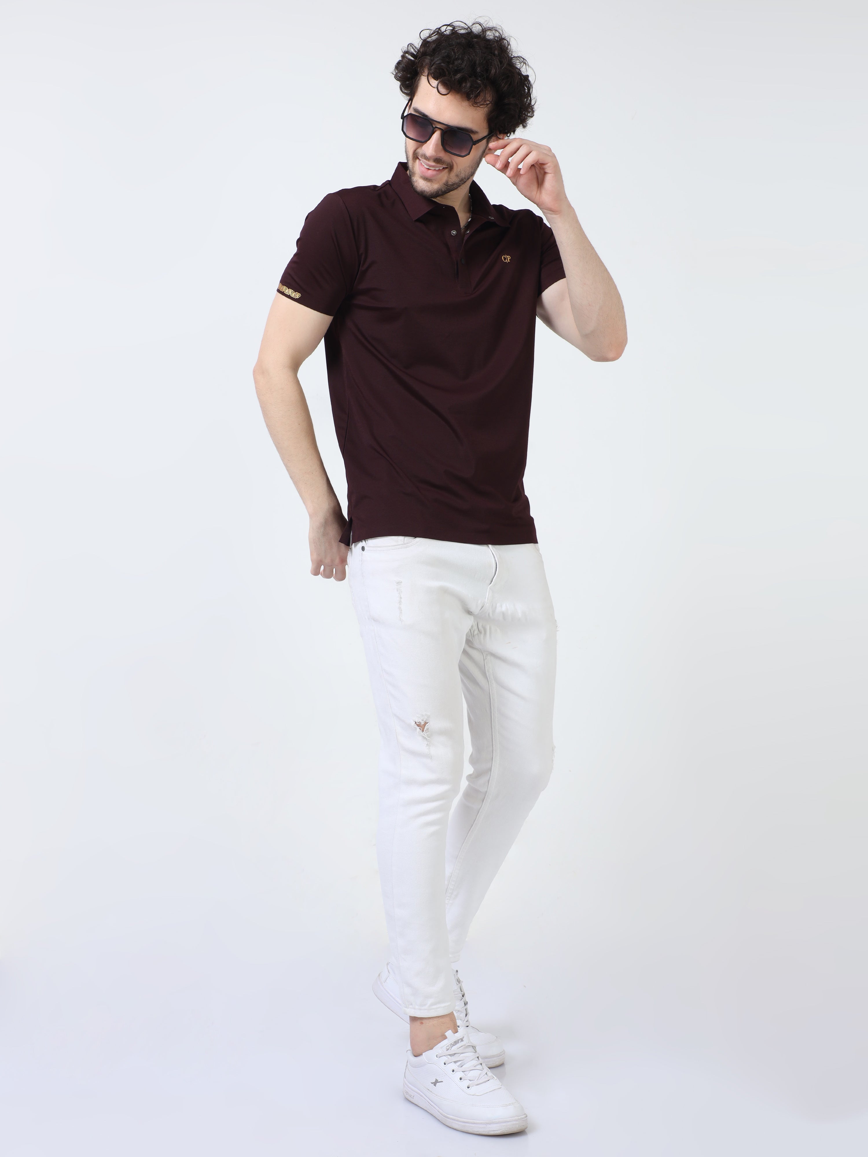 Classic Polo Men's Cotton Half Sleeve Solid Slim Fit Polo Neck Burgundy Color T-Shirt | Unico - 92 A