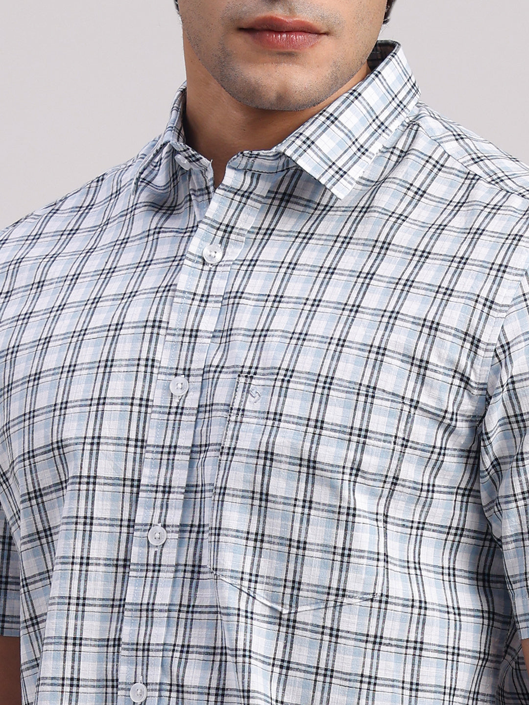 Classic Polo Men's Half Sleeve Multicolor Polo Neck Slim Fit Checked Cotton Casual Shirt | SR1-EL-13 B-HS-CHK-SF