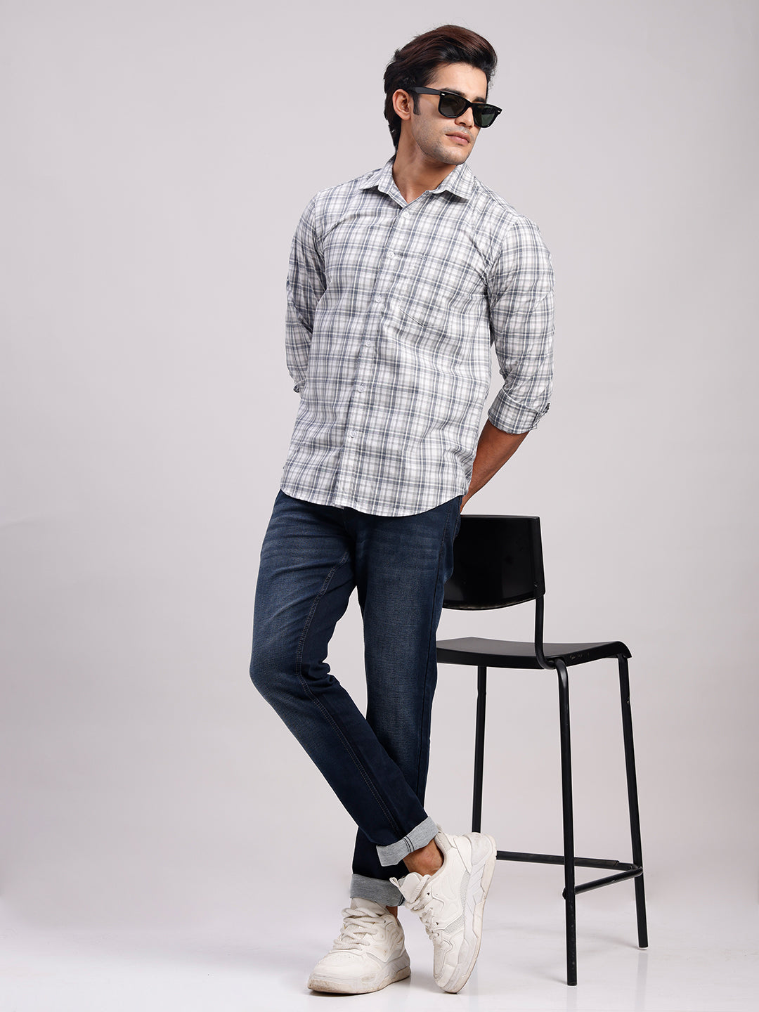 Classic Polo Men's Full Sleeve Multicolor Polo Neck Slim Fit Checked Cotton Casual Shirt | LSHR1-CL-04 A-FS-CHK-SF