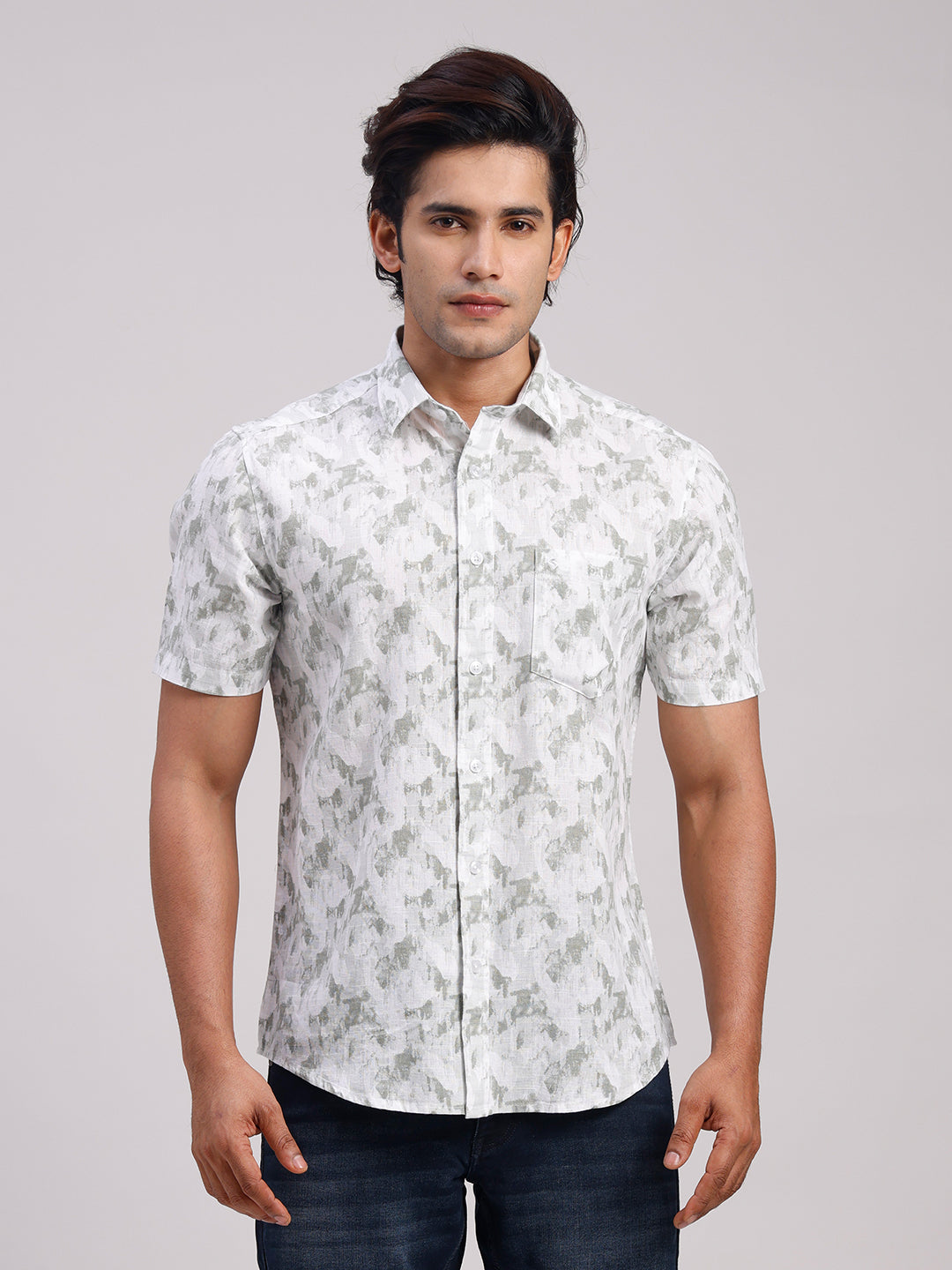 Classic Polo Men's Half Sleeve Multicolor Polo Neck Slim Fit All-Over Print Cotton Casual Shirt | LSHR1-CL-17 A-HS-PRT-SF