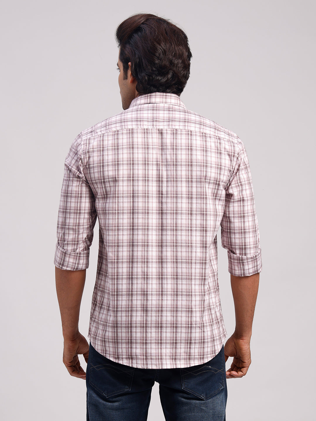 Classic Polo Men's Full Sleeve Multicolor Polo Neck Slim Fit Checked Cotton Casual Shirt | LSHR1-CL-04 B-FS-CHK-SF
