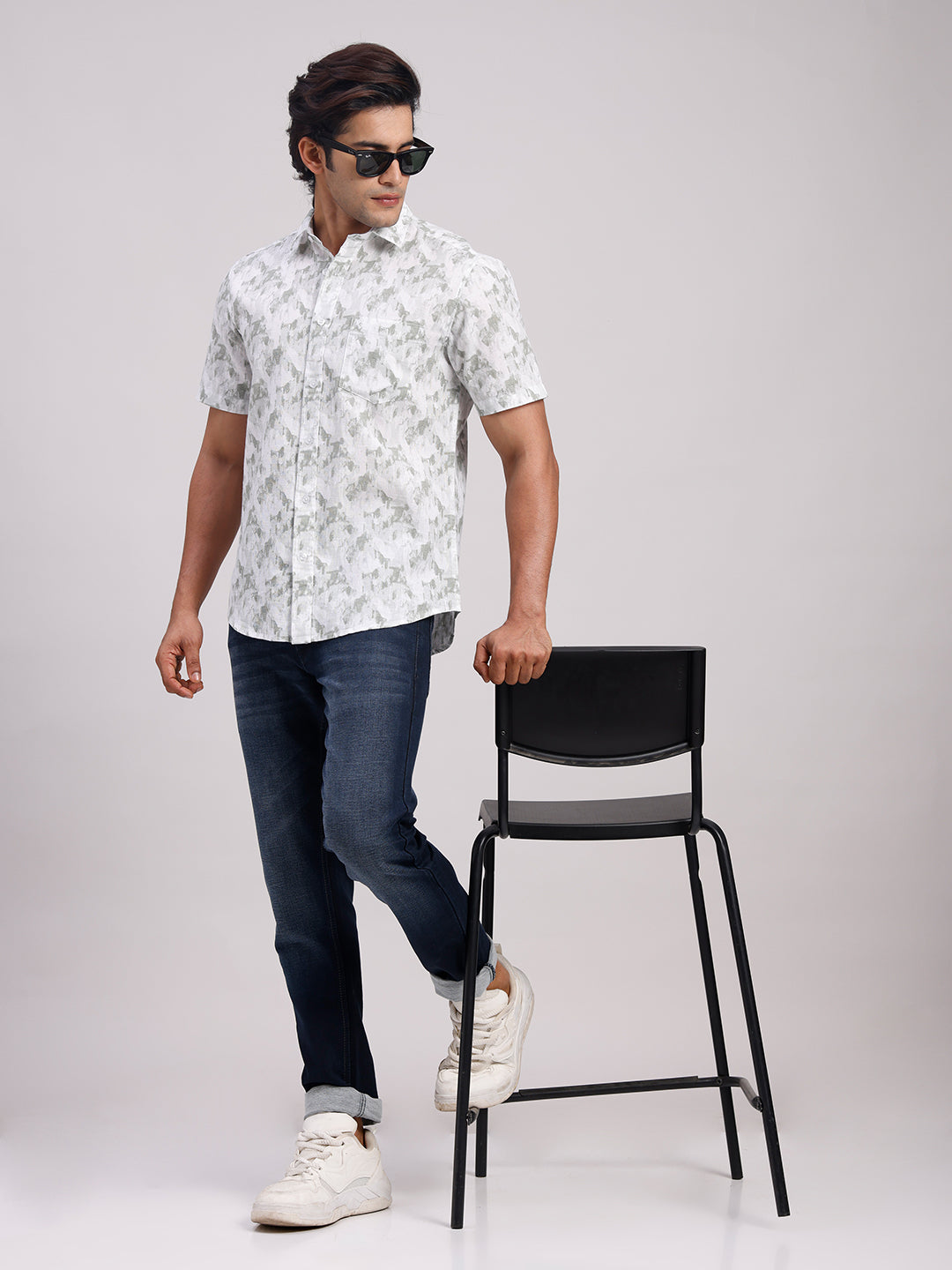 Classic Polo Men's Half Sleeve Multicolor Polo Neck Slim Fit All-Over Print Cotton Casual Shirt | LSHR1-CL-17 A-HS-PRT-SF