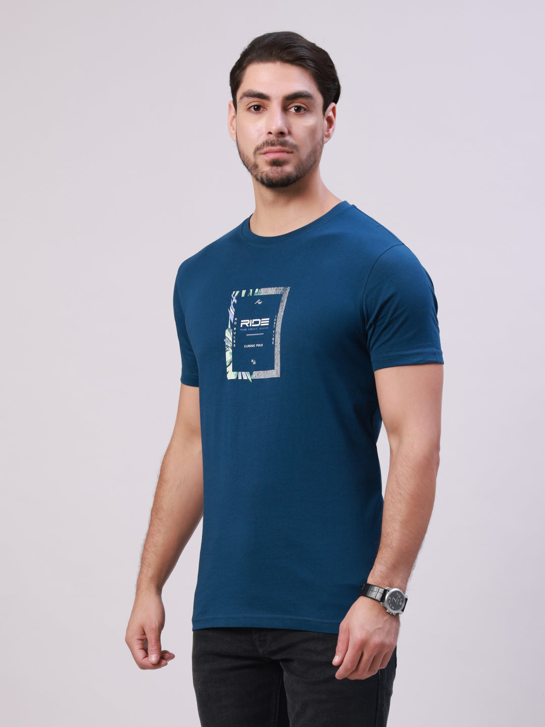 Classic Polo Men's Multicolor Crew Neck Printed Cotton Slim Fit T-Shirt | TOY-TRIO-914 SF C