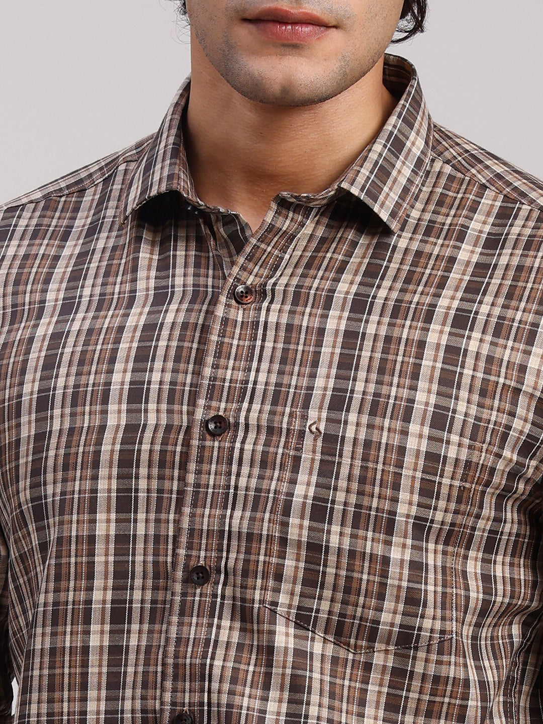 Classic Polo Men's Full Sleeve Multicolor Polo Neck Slim Fit Checked Cotton Casual Shirt | LSHR1-CL-01 B-FS-CHK-SF