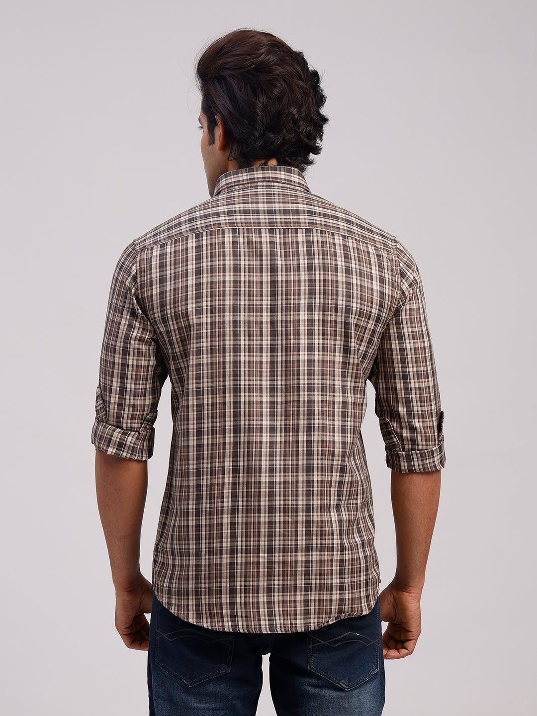 Classic Polo Men's Full Sleeve Multicolor Polo Neck Slim Fit Checked Cotton Casual Shirt | LSHR1-CL-01 B-FS-CHK-SF