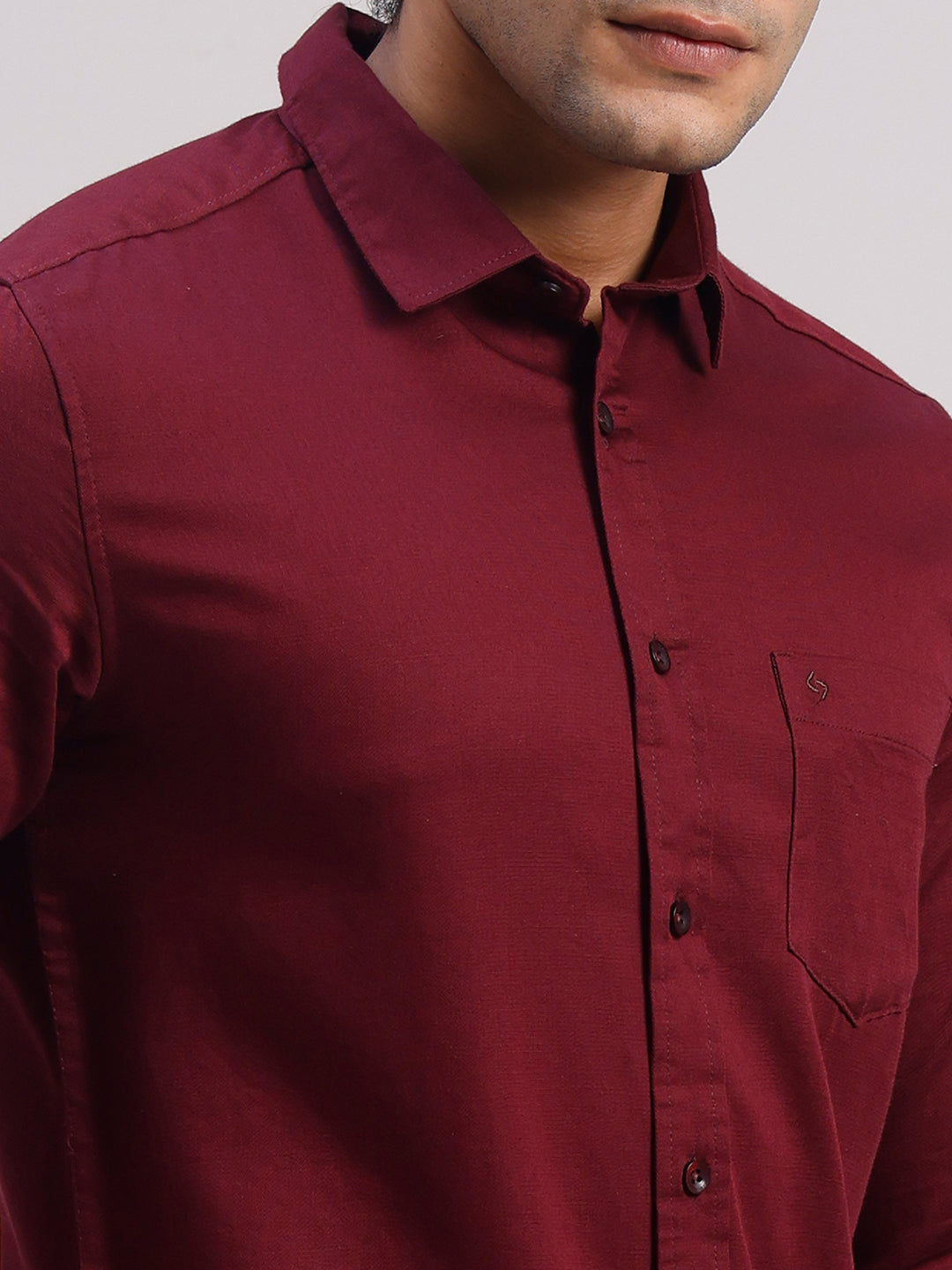 Classic Polo Men's Full Sleeve Maroon Polo Neck Slim Fit Solid Cotton Casual Shirt | SR1-GN-10 D-FS-SLD-SF