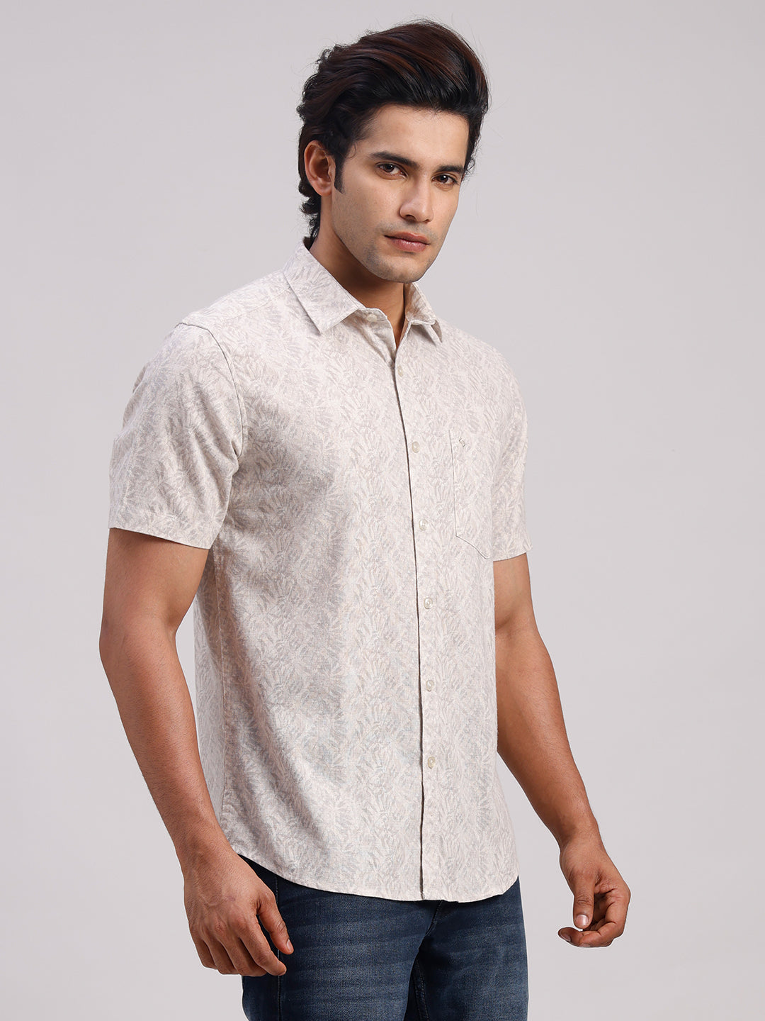 Classic Polo Men's Half Sleeve Multicolor Polo Neck Slim Fit All-Over Print Cotton Casual Shirt | SR1-EL-07 A-HS-PRT-SF