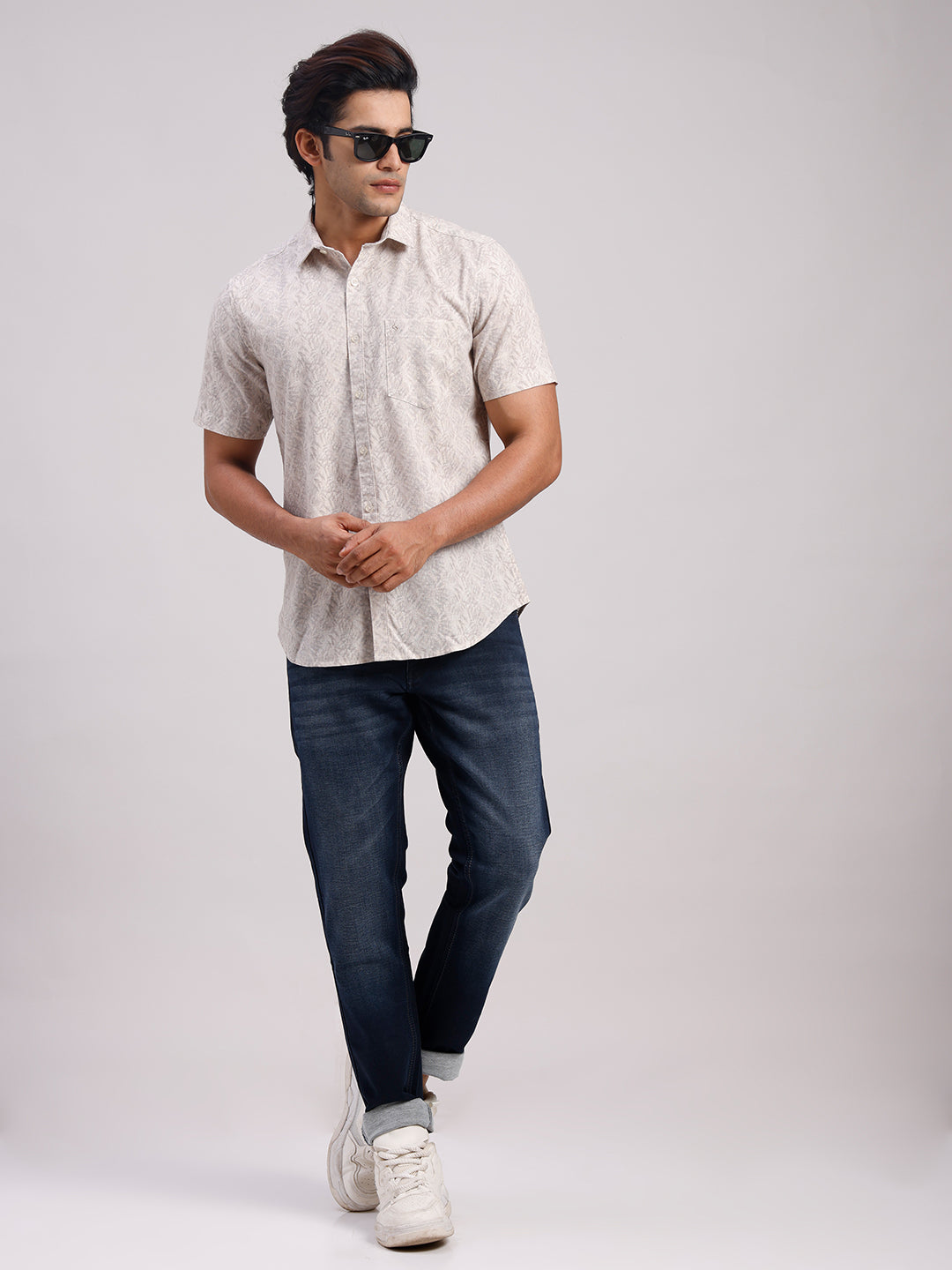 Classic Polo Men's Half Sleeve Multicolor Polo Neck Slim Fit All-Over Print Cotton Casual Shirt | SR1-EL-07 A-HS-PRT-SF