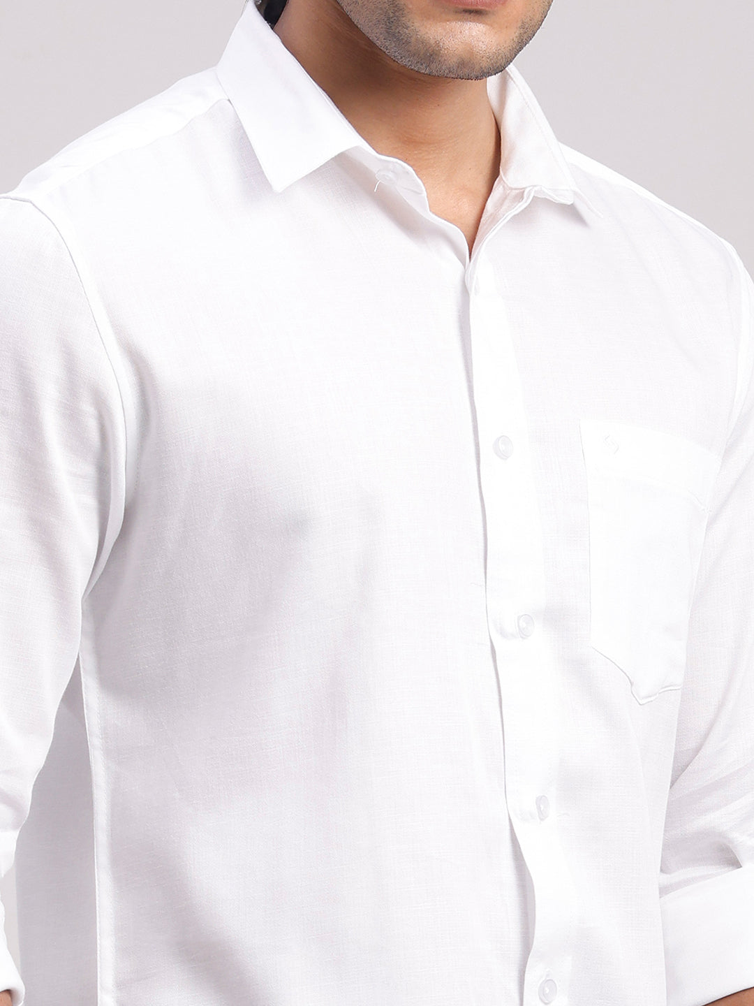 Classic Polo Men's Full Sleeve White Polo Neck Slim Fit Solid Cotton Casual Shirt | SR1-EL-15 A-FS-SLD-SF