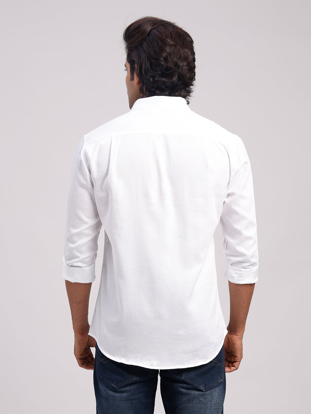 Classic Polo Men's Full Sleeve White Polo Neck Slim Fit Solid Cotton Casual Shirt | SR1-EL-15 A-FS-SLD-SF