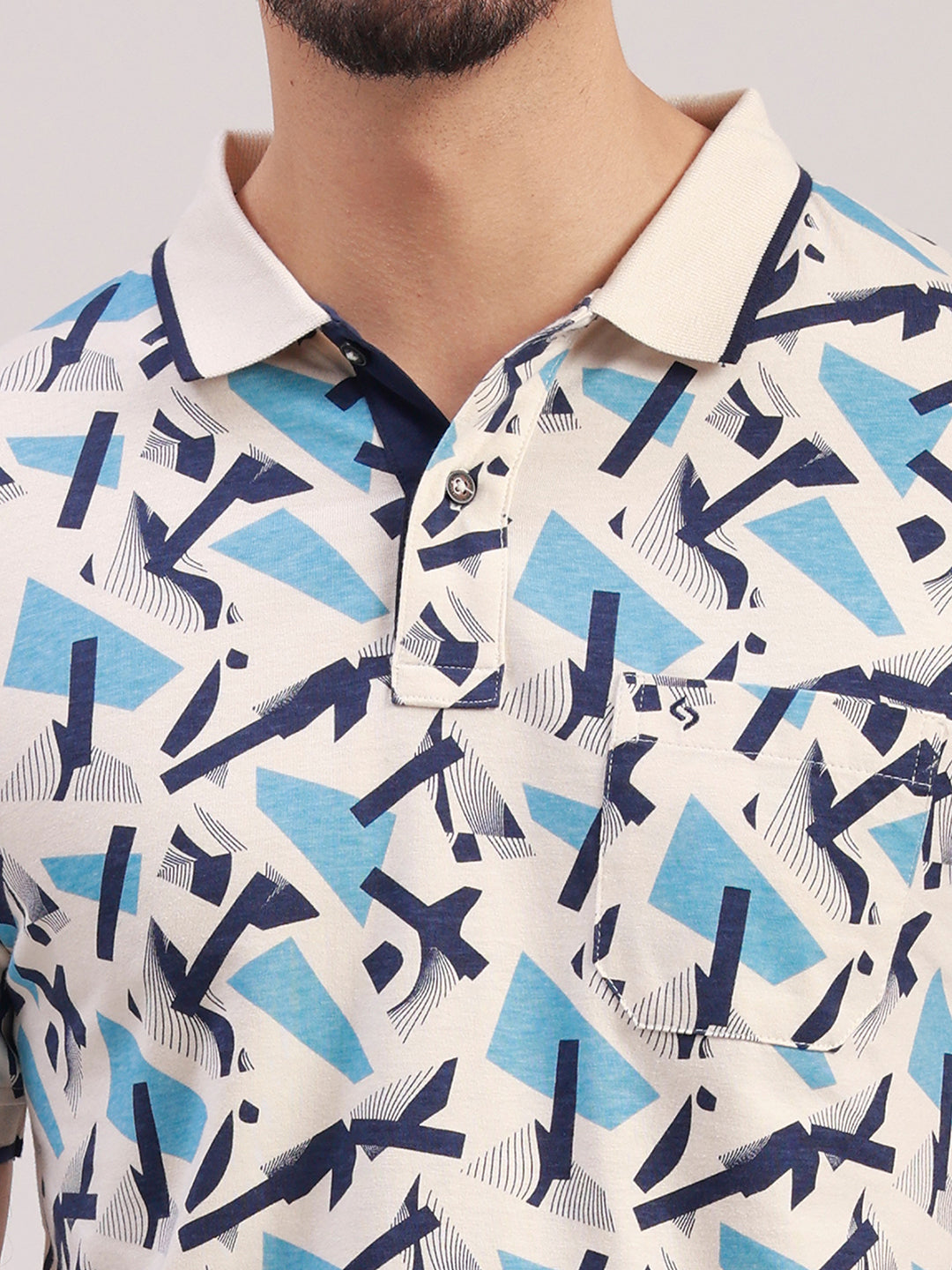 Classic Polo Men's Half Sleeve Multicolor Polo Neck Slim Fit All-Over Print Cotton T-Shirt | BELLO - 420 A SF P
