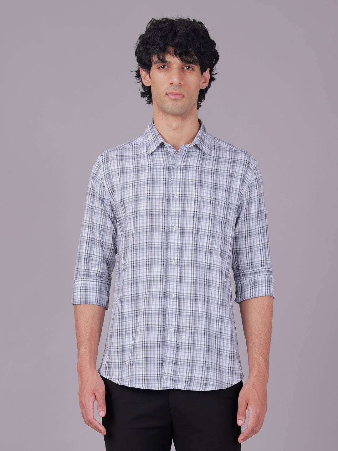 Classic Polo Men's Full Sleeve Multicolor Polo Neck Slim Fit Checked Cotton Casual Shirt | LSHR1-EL-01 A-FS-CHK-SF