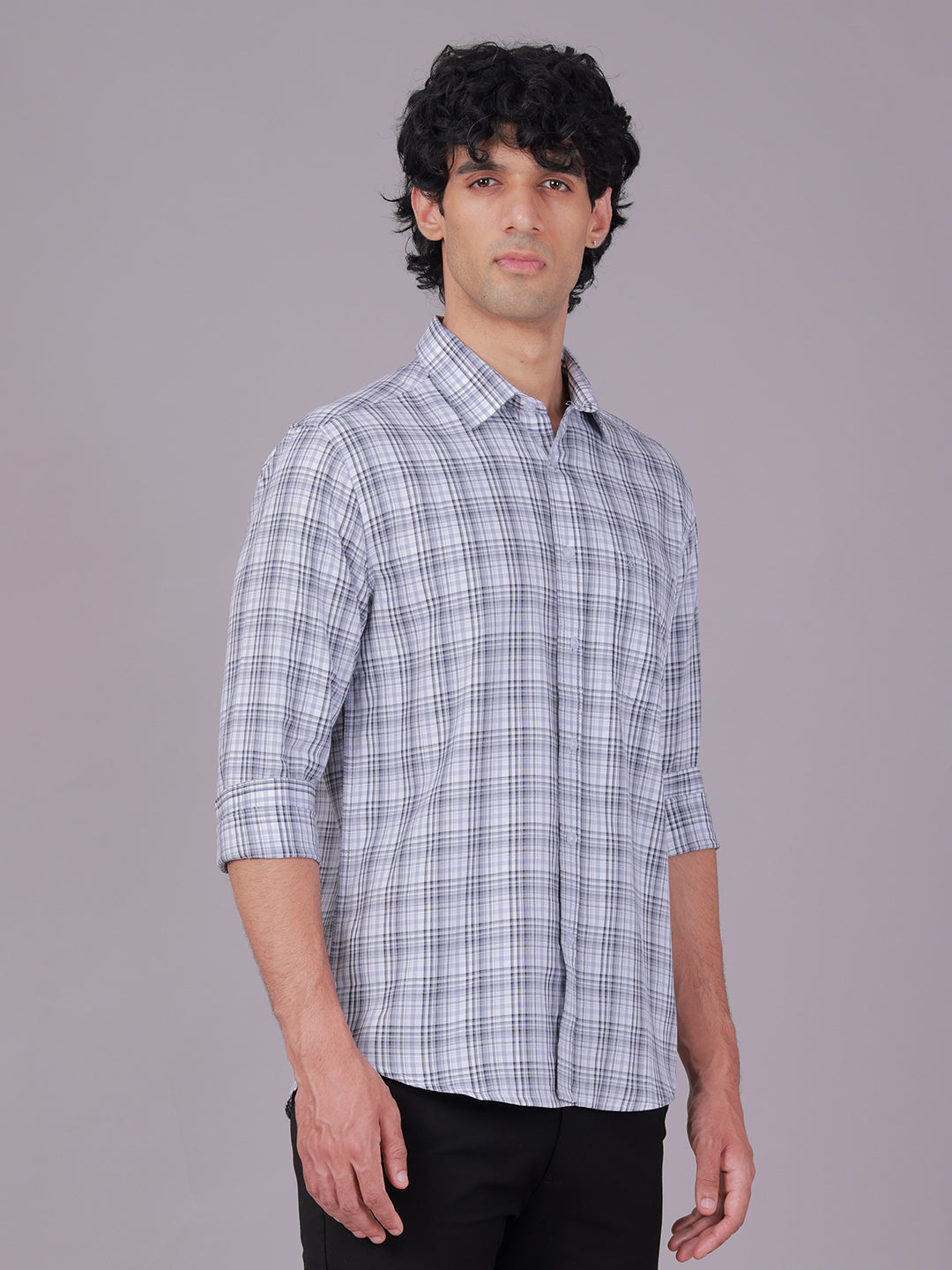 Classic Polo Men's Full Sleeve Multicolor Polo Neck Slim Fit Checked Cotton Casual Shirt | LSHR1-EL-01 A-FS-CHK-SF
