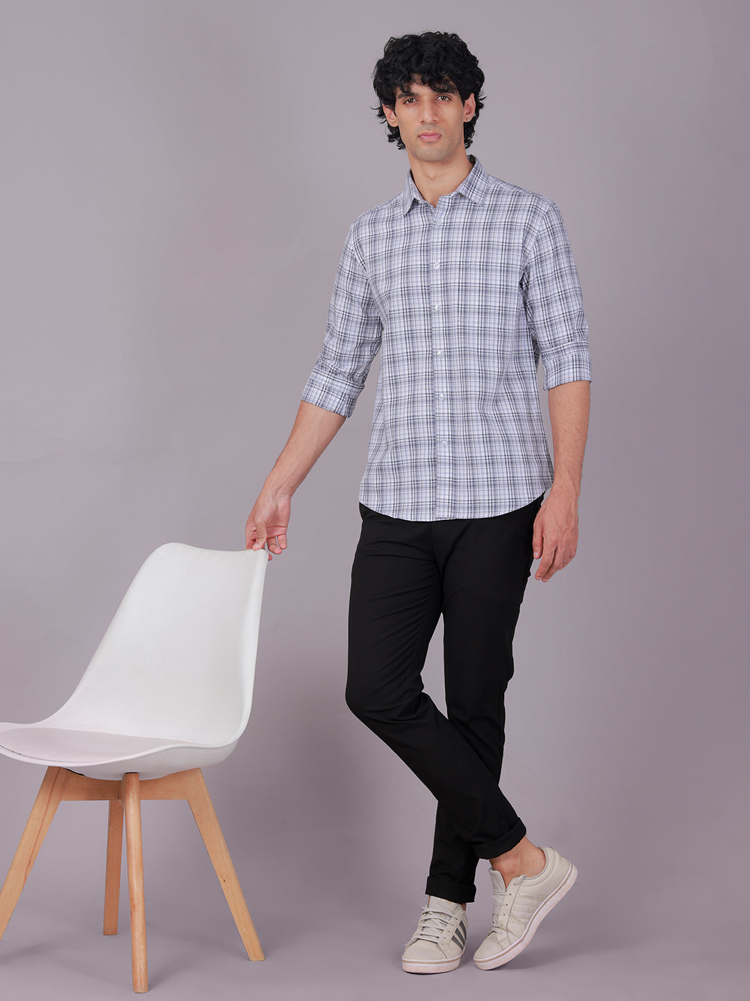 Classic Polo Men's Full Sleeve Multicolor Polo Neck Slim Fit Checked Cotton Casual Shirt | LSHR1-EL-01 A-FS-CHK-SF