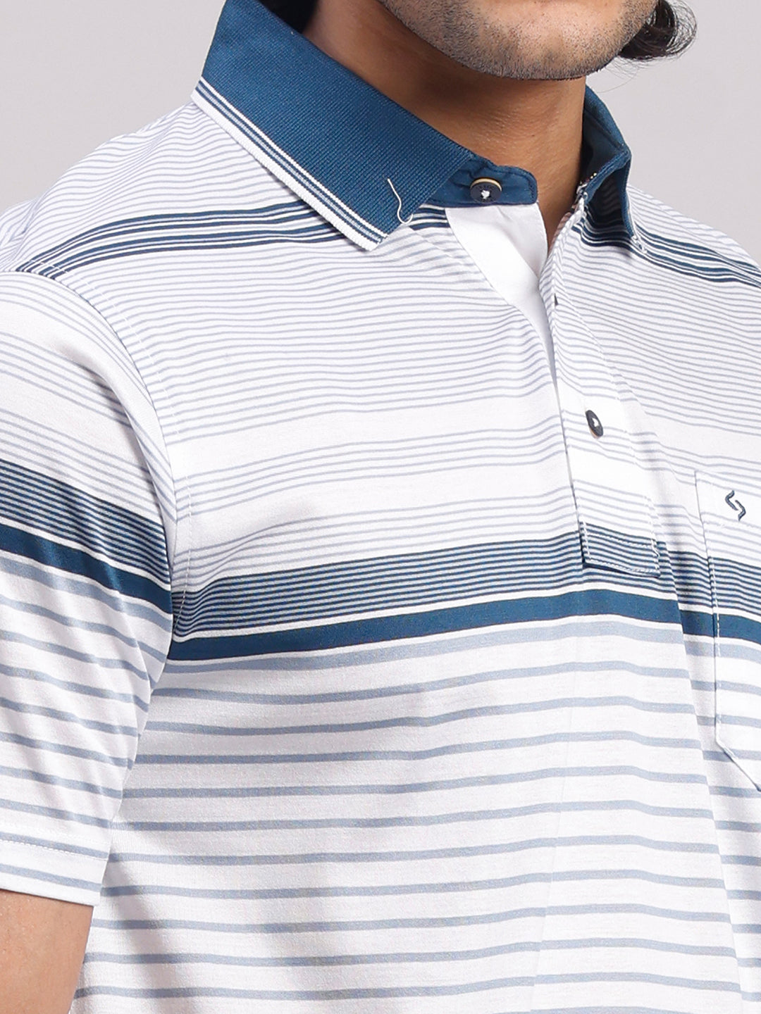 Classic Polo Men's Half Sleeve Multicolor Authentic Fit Striped Premium Mercerised Cotton T-Shirt | ULTIMO - 357 A AF P