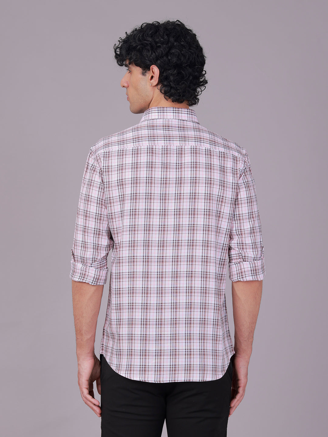 Classic Polo Men's Full Sleeve Multicolor Polo Neck Slim Fit Checked Cotton Casual Shirt | LSHR1-EL-01 B-FS-CHK-SF