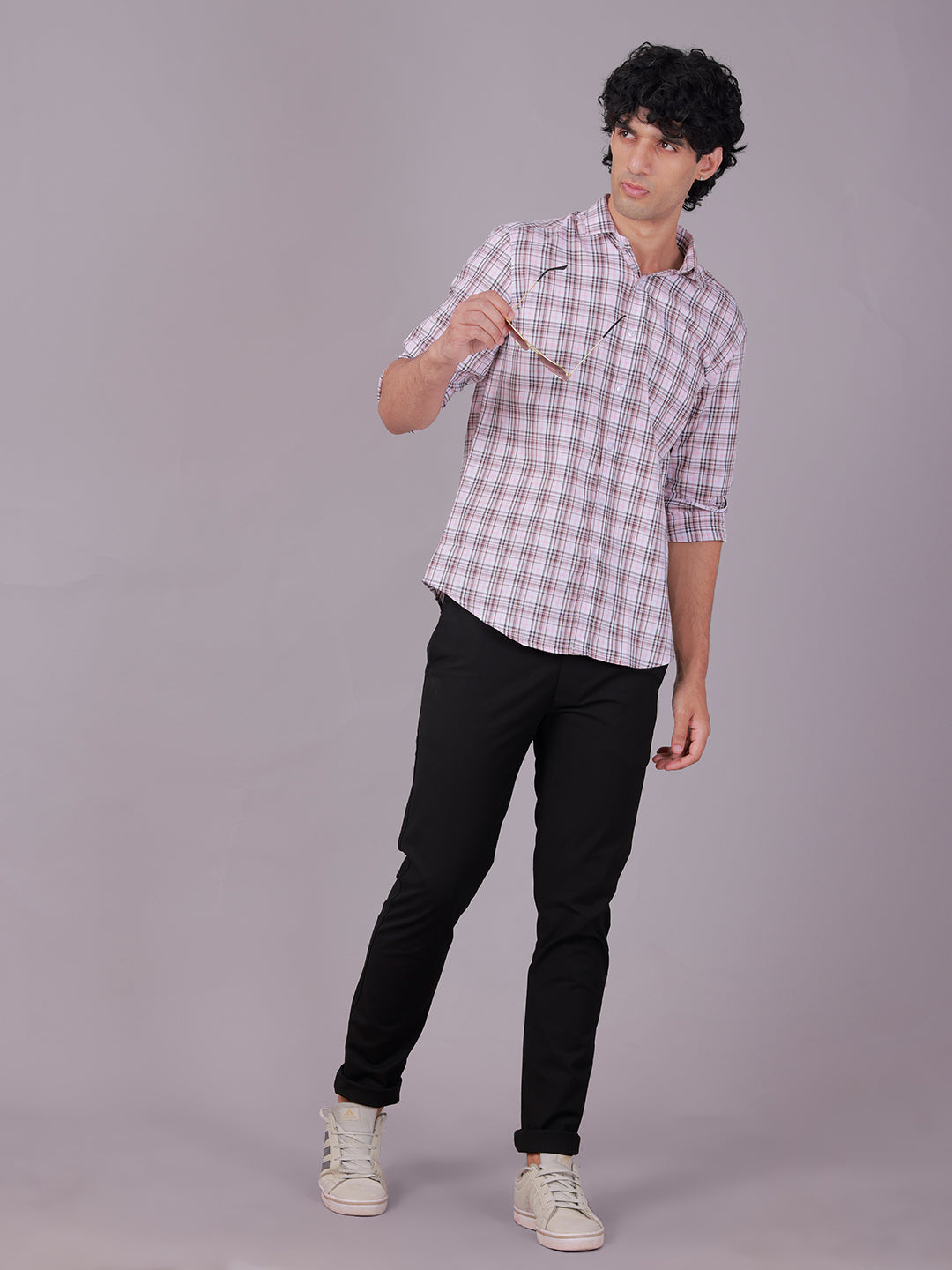 Classic Polo Men's Full Sleeve Multicolor Polo Neck Slim Fit Checked Cotton Casual Shirt | LSHR1-EL-01 B-FS-CHK-SF