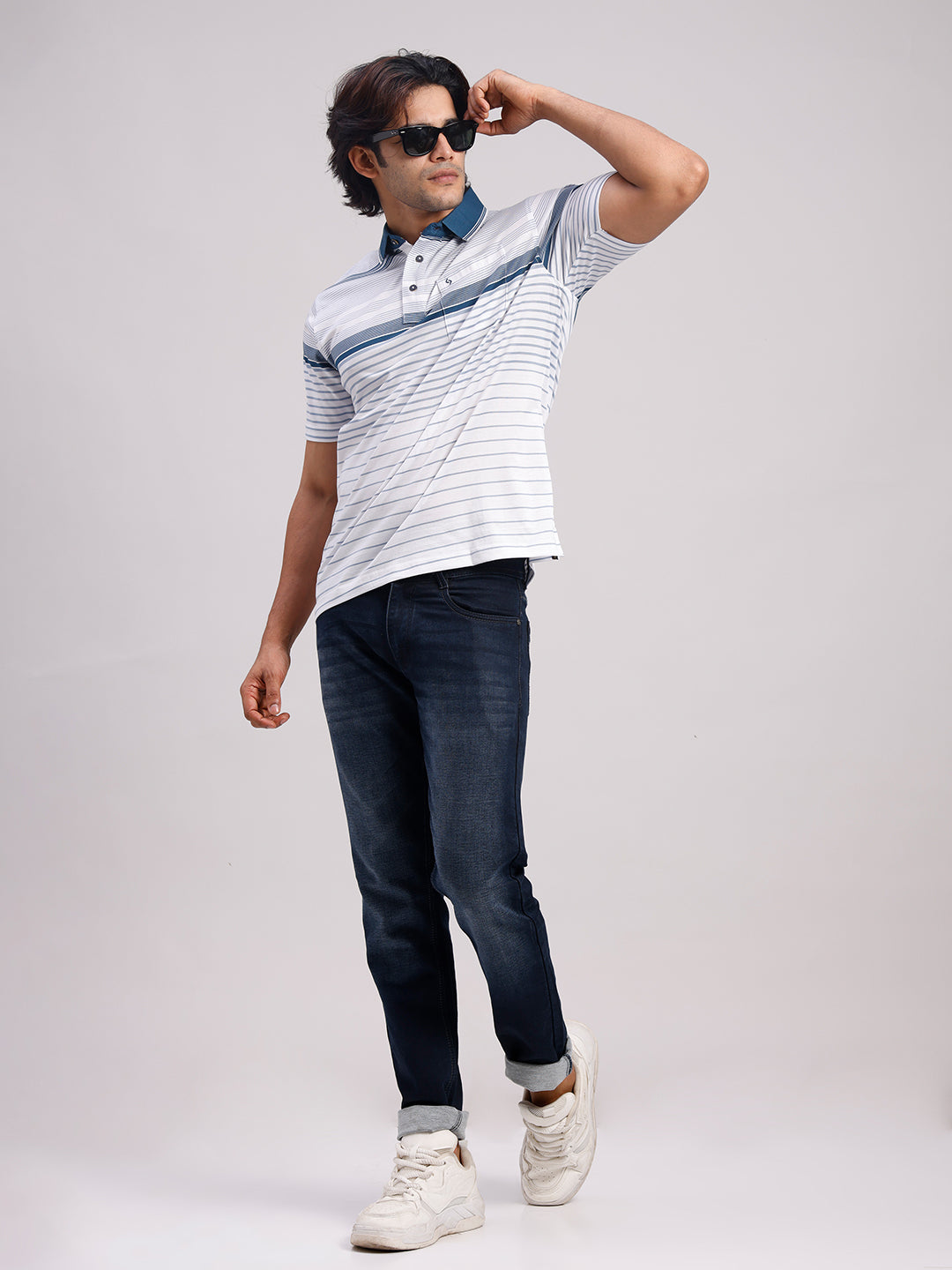 Classic Polo Men's Half Sleeve Multicolor Authentic Fit Striped Premium Mercerised Cotton T-Shirt | ULTIMO - 357 A AF P