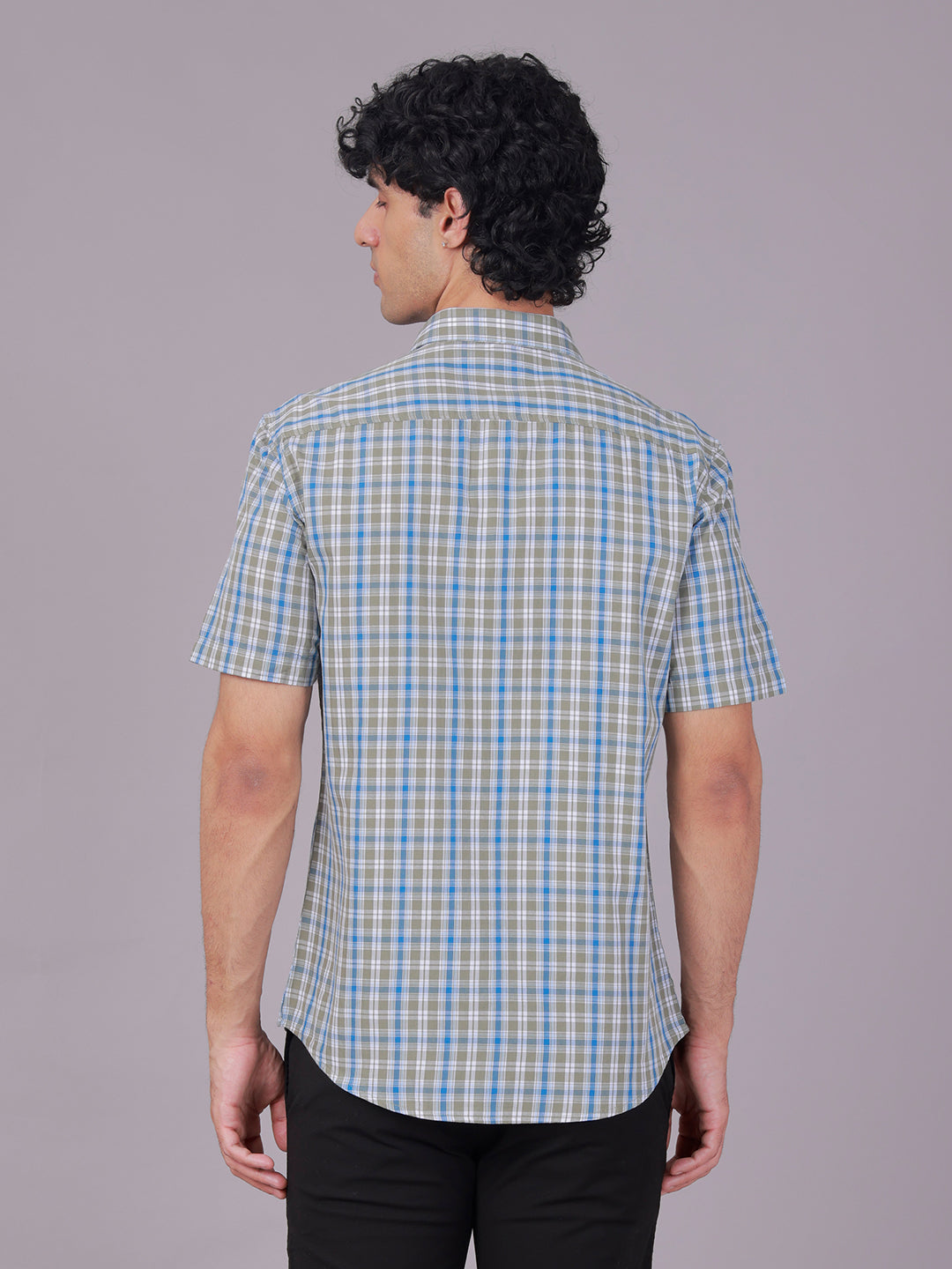 Classic Polo Men's Half Sleeve Multicolor Polo Neck Slim Fit Checked Cotton Casual Shirt | SR1-CL-05 B-HS-CHK-SF