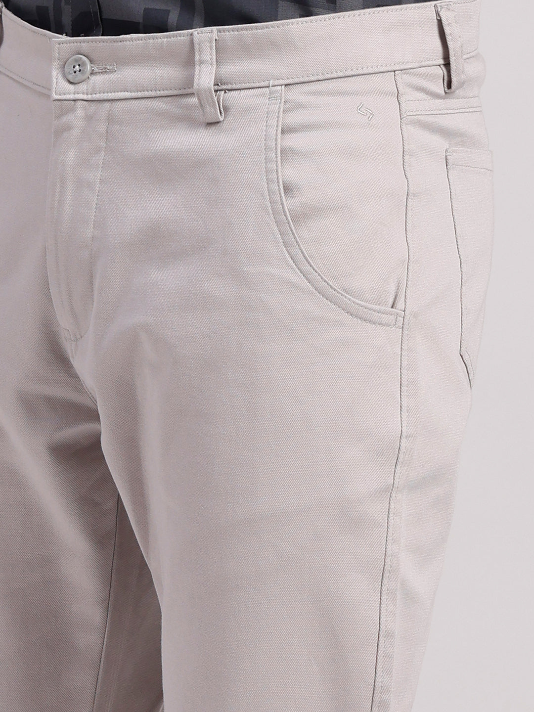 Classic Polo Men's Stone Grey Moderate Fit Solid Cotton Trouser | TR1-GN-01 B-GRY-MF-LY