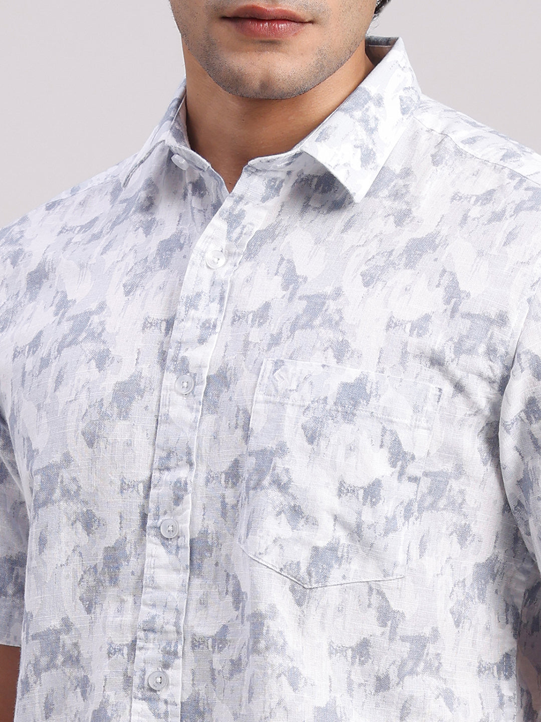 Classic Polo Men's Half Sleeve Multicolor Polo Neck Slim Fit All-Over Print Cotton Casual Shirt | LSHR1-CL-17 B-HS-PRT-SF