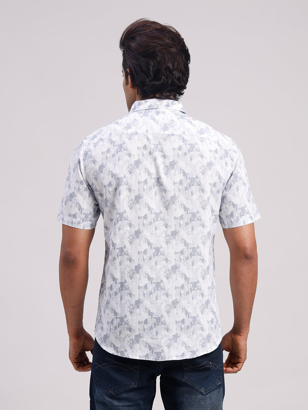 Classic Polo Men's Half Sleeve Multicolor Polo Neck Slim Fit All-Over Print Cotton Casual Shirt | LSHR1-CL-17 B-HS-PRT-SF