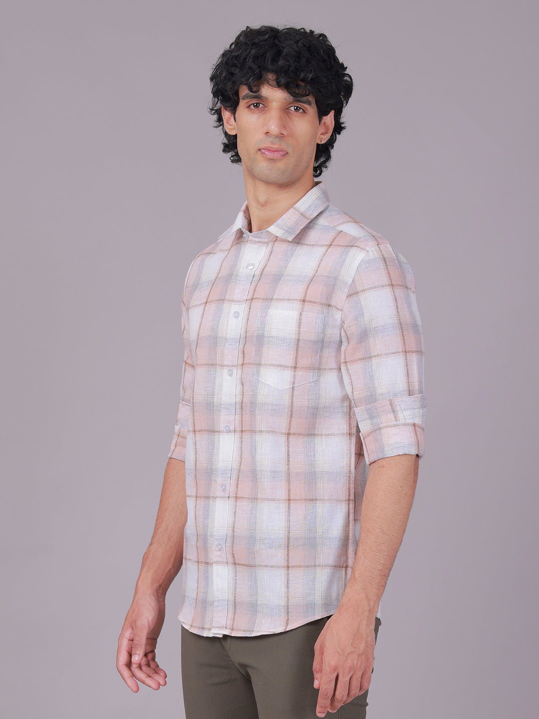 Classic Polo Men's Full Sleeve Multicolor Polo Neck Slim Fit Checked Cotton Casual Shirt | LSHR1-GN-01 A-FS-CHK-SF