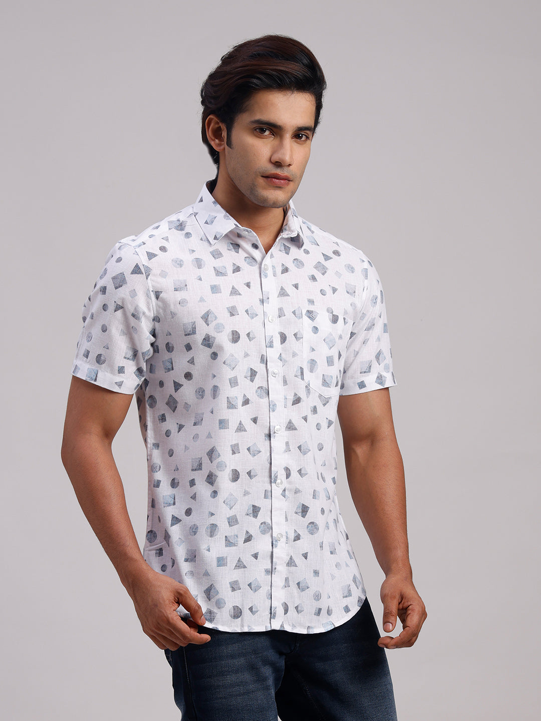 Classic Polo Men's Half Sleeve Multicolor Polo Neck Slim Fit All-Over Print Cotton Casual Shirt | SR1-CL-22 B-HS-PRT-SF