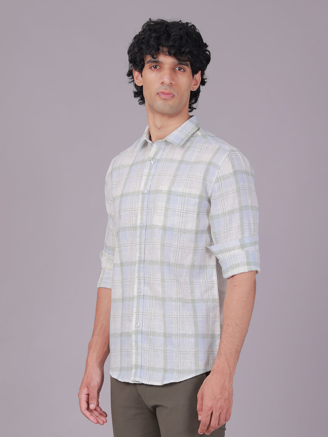 Classic Polo Men's Full Sleeve Multicolor Polo Neck Slim Fit Checked Cotton Casual Shirt | LSHR1-GN-02 A-FS-CHK-SF