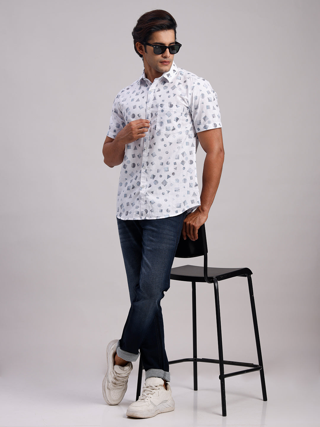 Classic Polo Men's Half Sleeve Multicolor Polo Neck Slim Fit All-Over Print Cotton Casual Shirt | SR1-CL-22 B-HS-PRT-SF