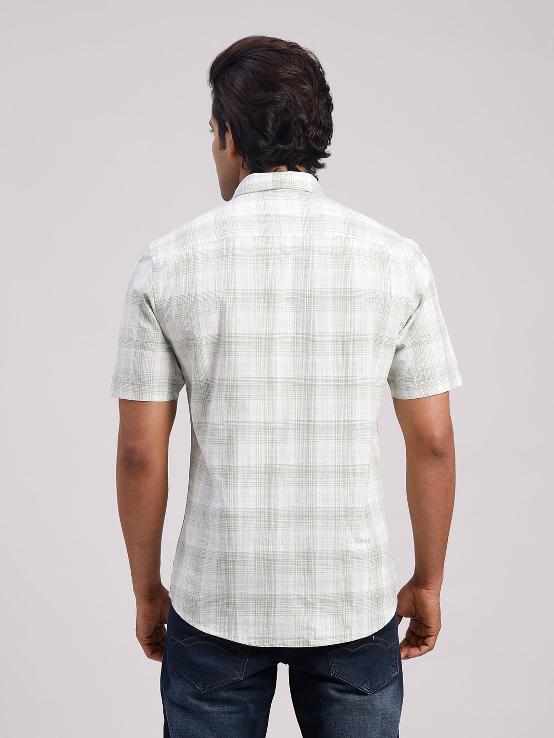 Classic Polo Men's Half Sleeve Multicolor Polo Neck Slim Fit Checked Cotton Casual Shirt | LSHR1-CL-06 B-HS-CHK-SF