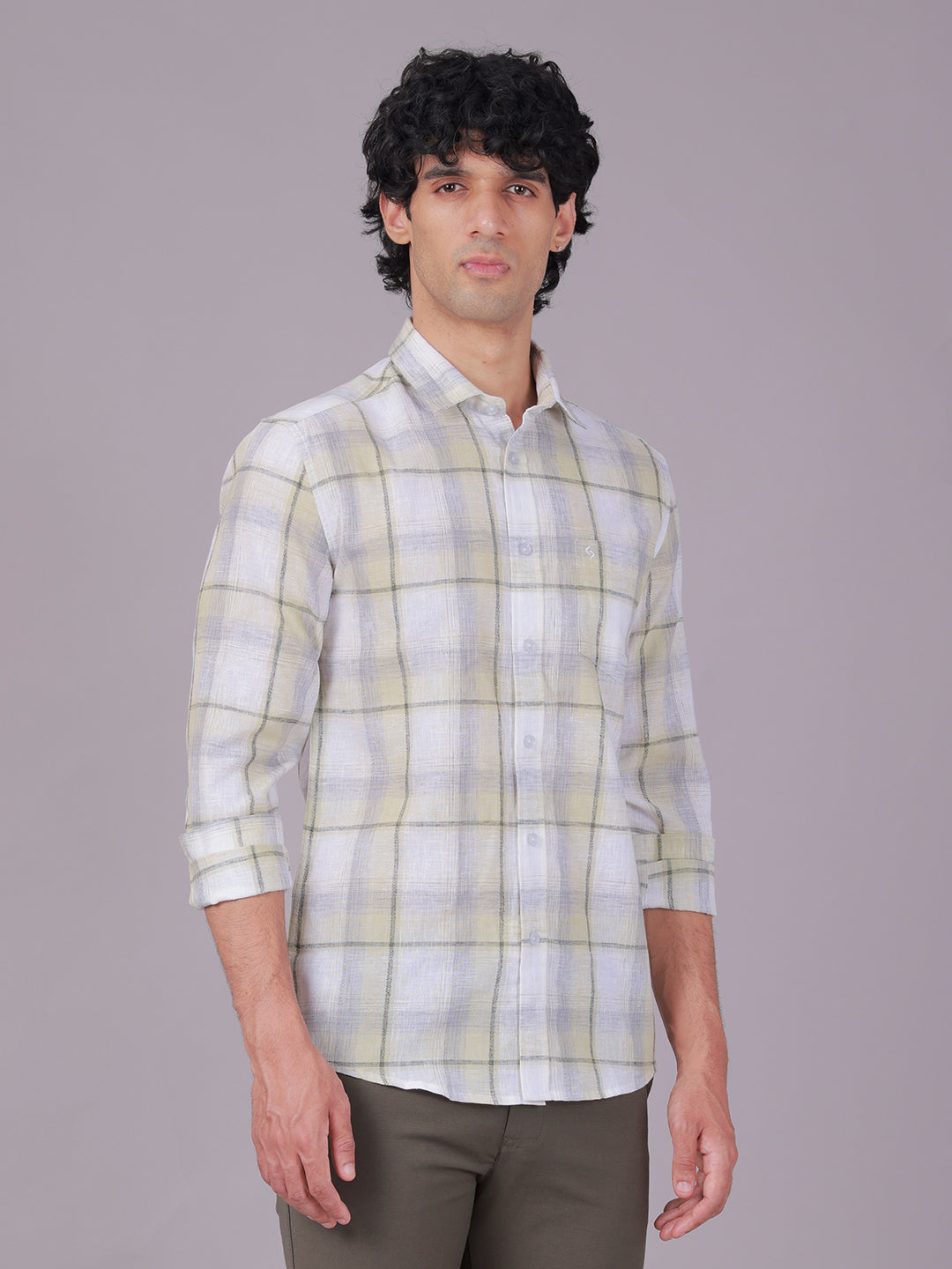 Classic Polo Men's Full Sleeve Multicolor Polo Neck Slim Fit Checked Cotton Casual Shirt | LSHR1-GN-01 B-FS-CHK-SF